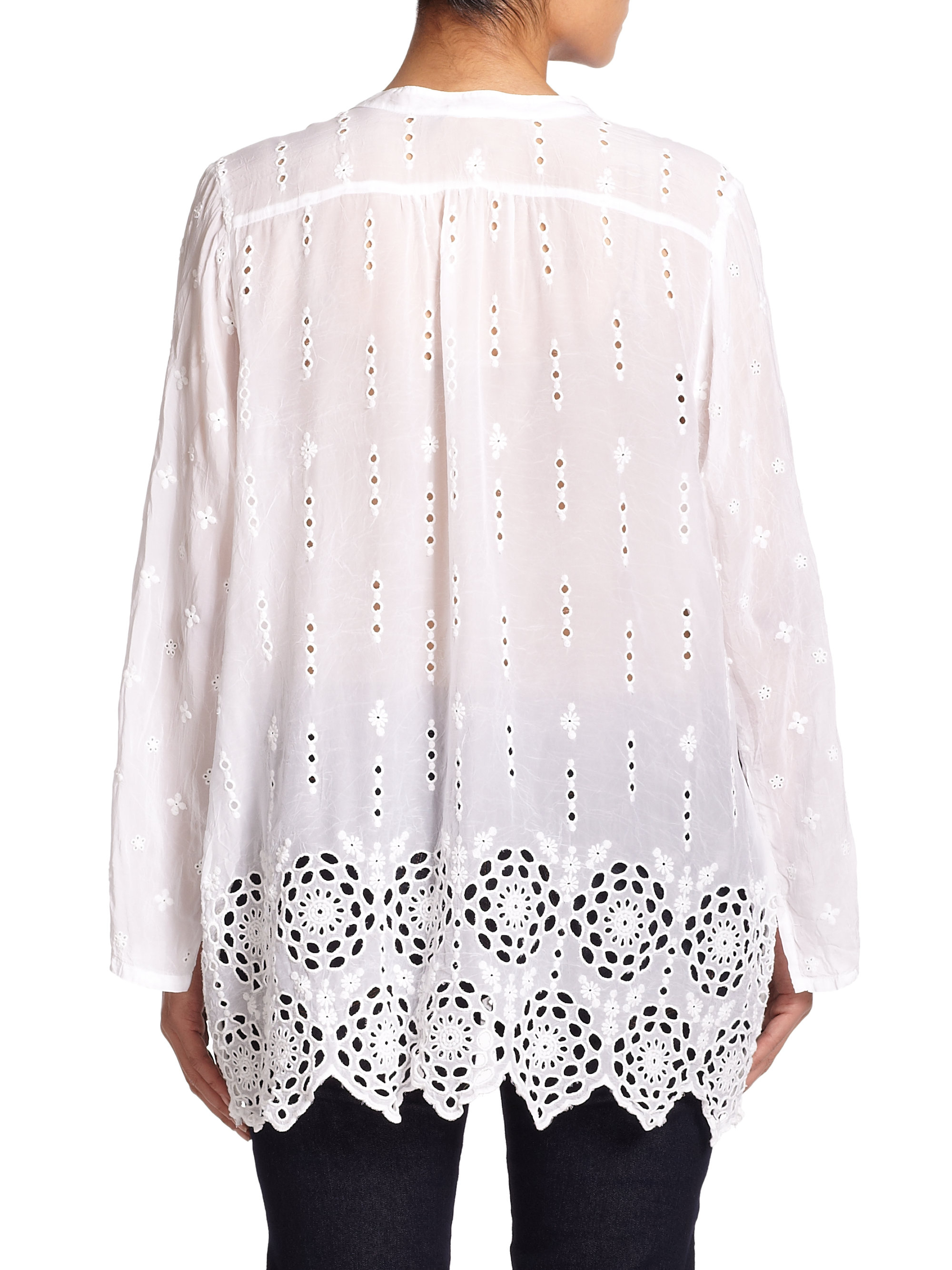 Johnny Was Eyelet Top in White - Lyst
