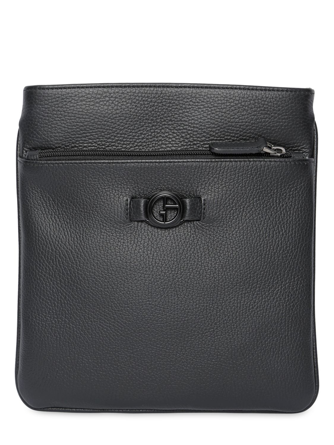 Lyst armani Hammered Leather Crossbody Bag in Black for Men