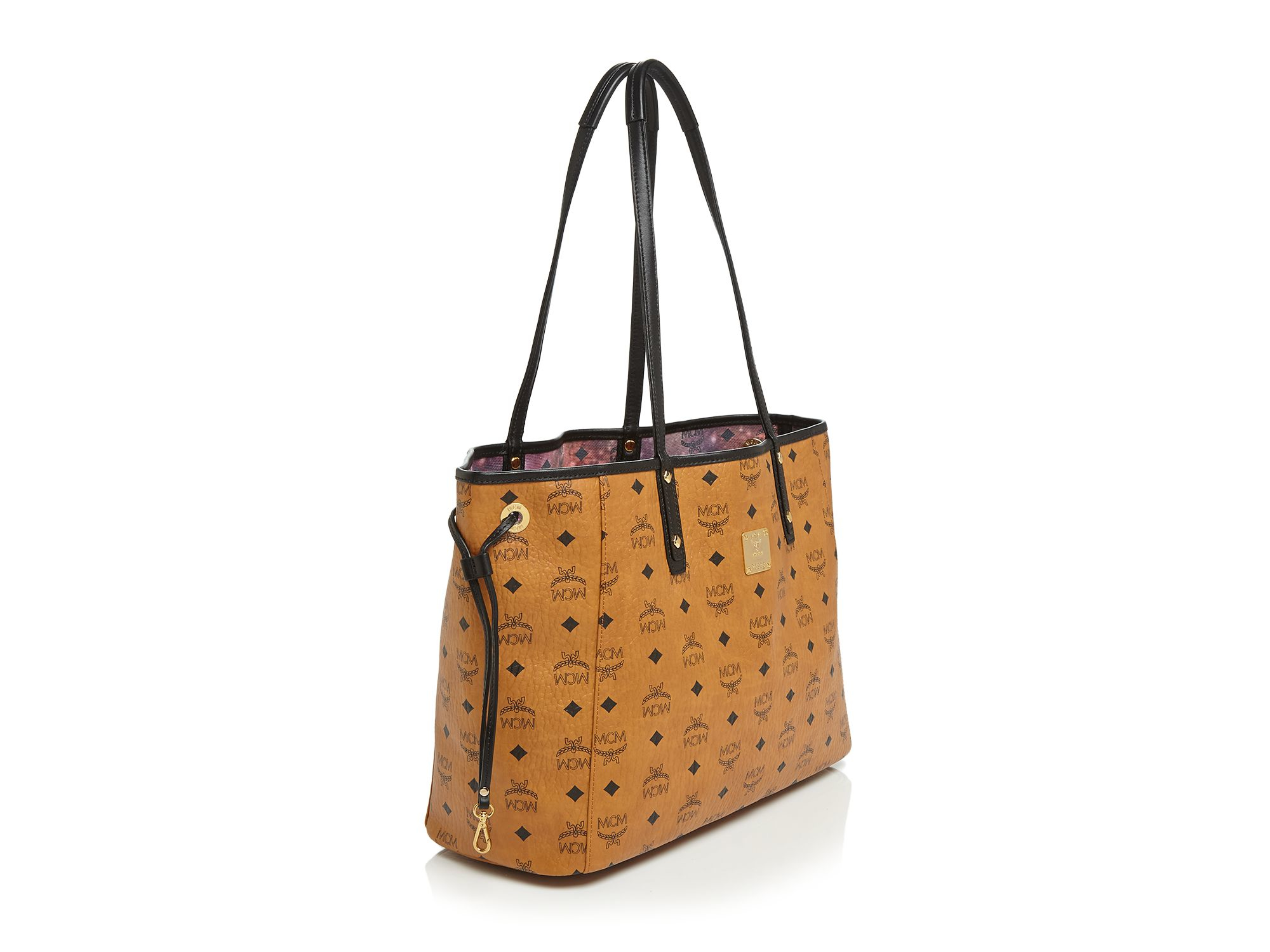 Mcm project visetos outlet reversible shopper medium cognac