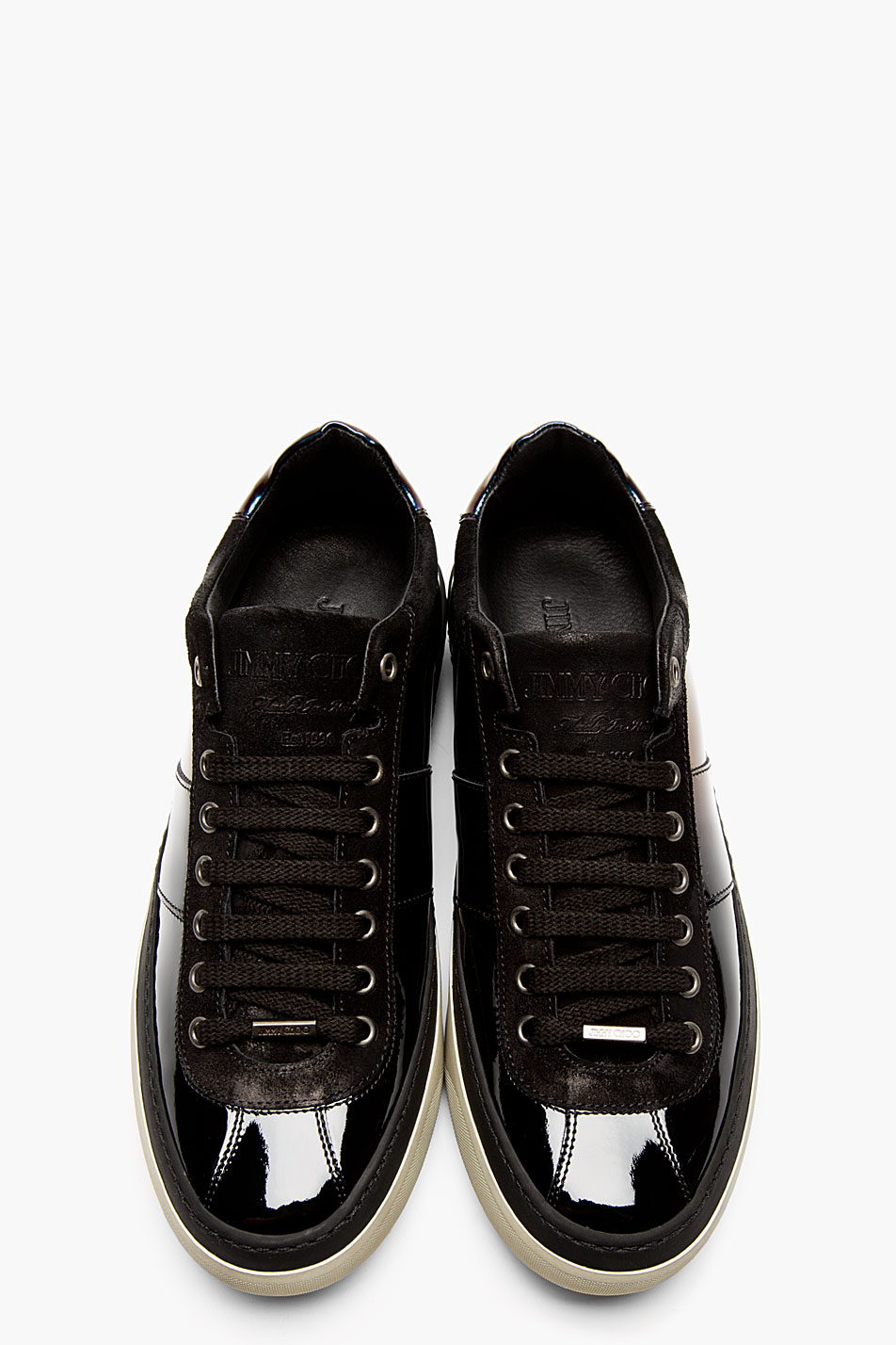 Jimmy Choo Black Iridescent Patent Leather Portman Tennis Sneakers for ...