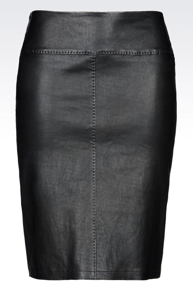 Armani Leather Skirt in Black - Lyst