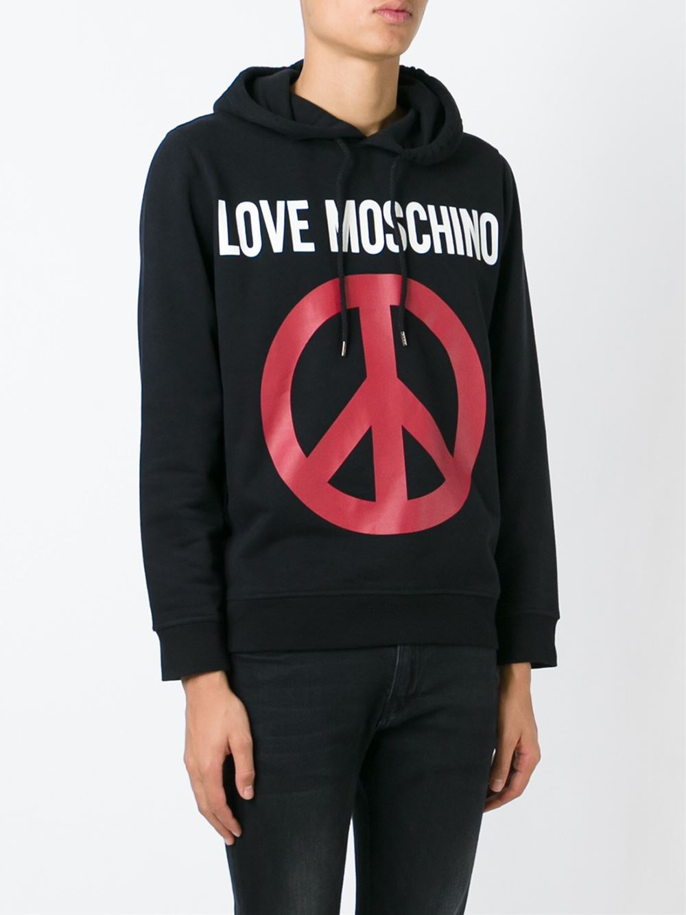 Love Moschino Peace Sign Hoodie In Black For Men Lyst 