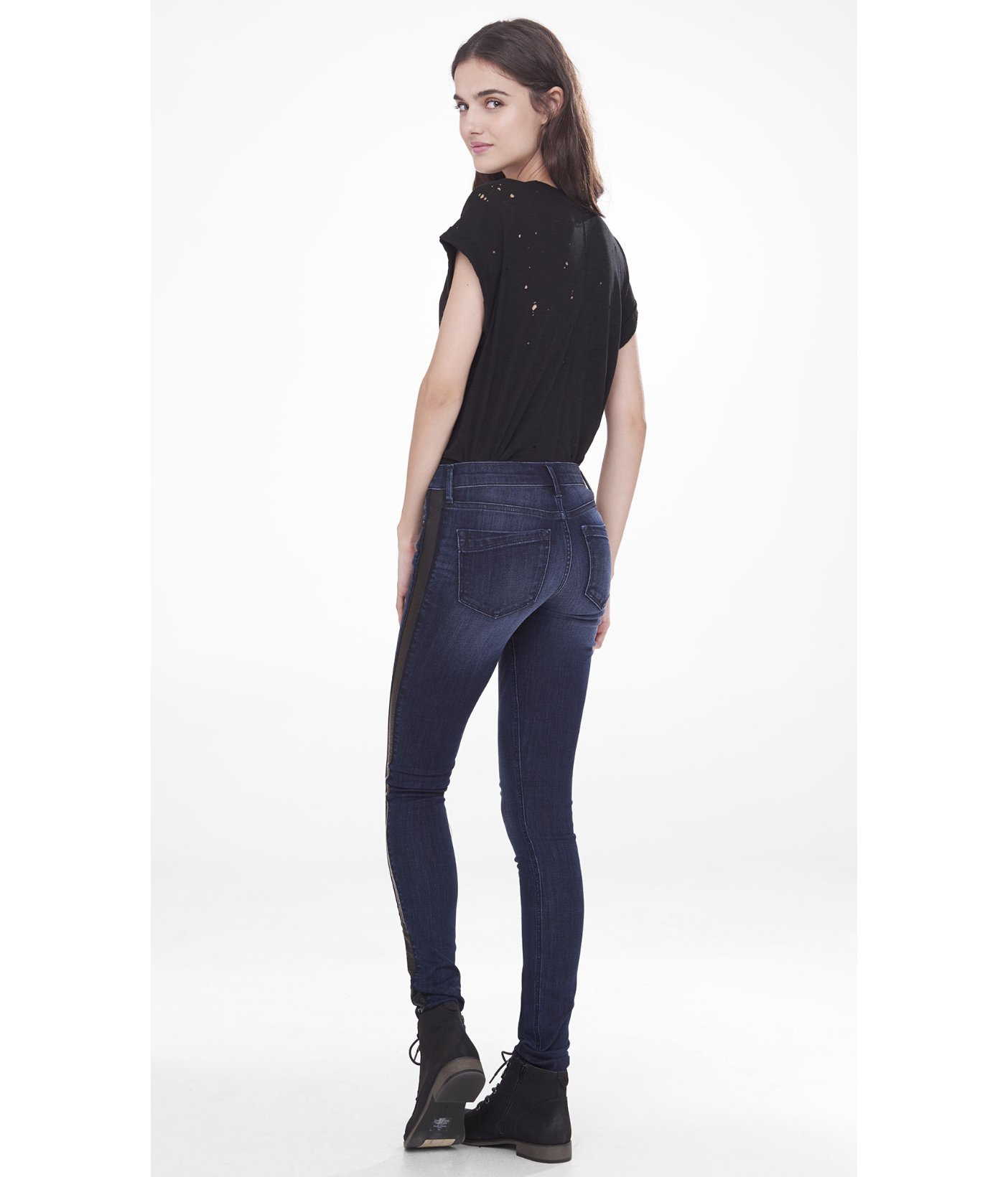 Faux Leather Stripe Jean Legging 