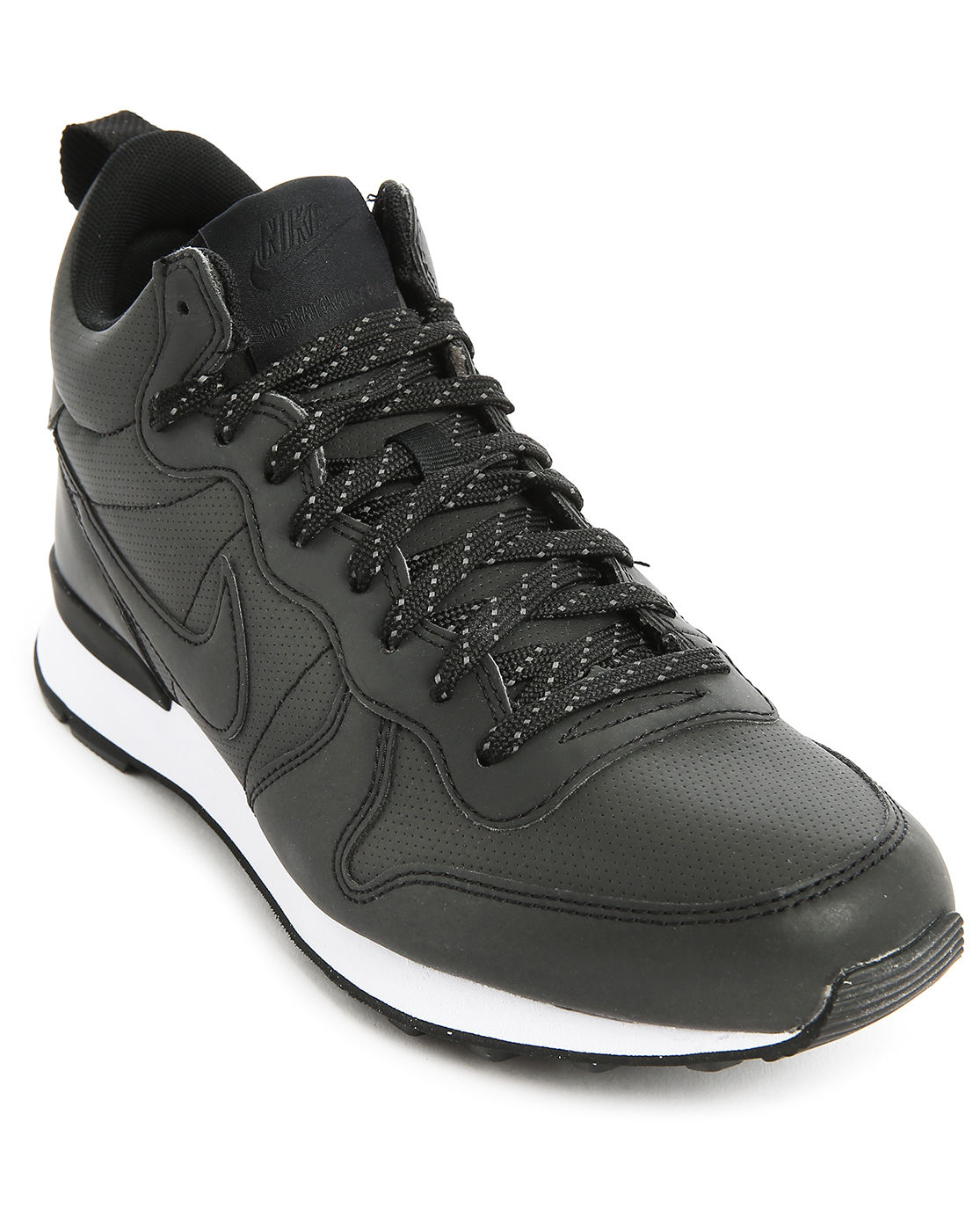 Nike Black Leather Mid-Top Internationalist Sneakers in Black for Men ...
