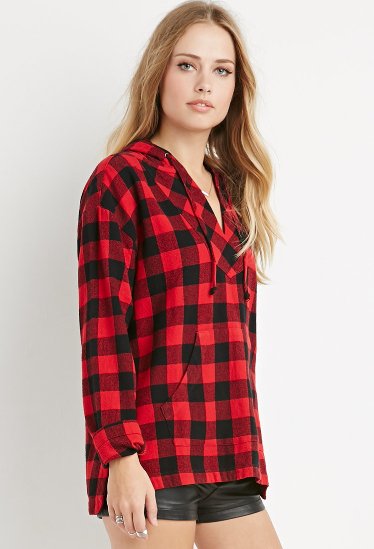 women's buffalo plaid hoodie