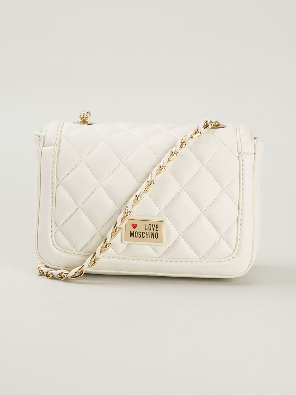 Love Moschino QuiltedLeather CrossBody Bag in White Lyst