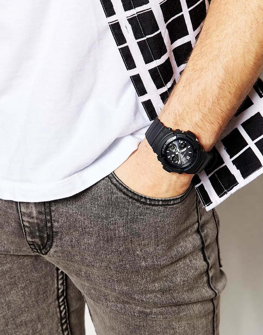G Shock G Shock Analogue Watch Awg M100a 1aer In Black For Men Lyst G Shock G Shock Analogue Watch Awg M100a 1aer In Black For Men Lyst