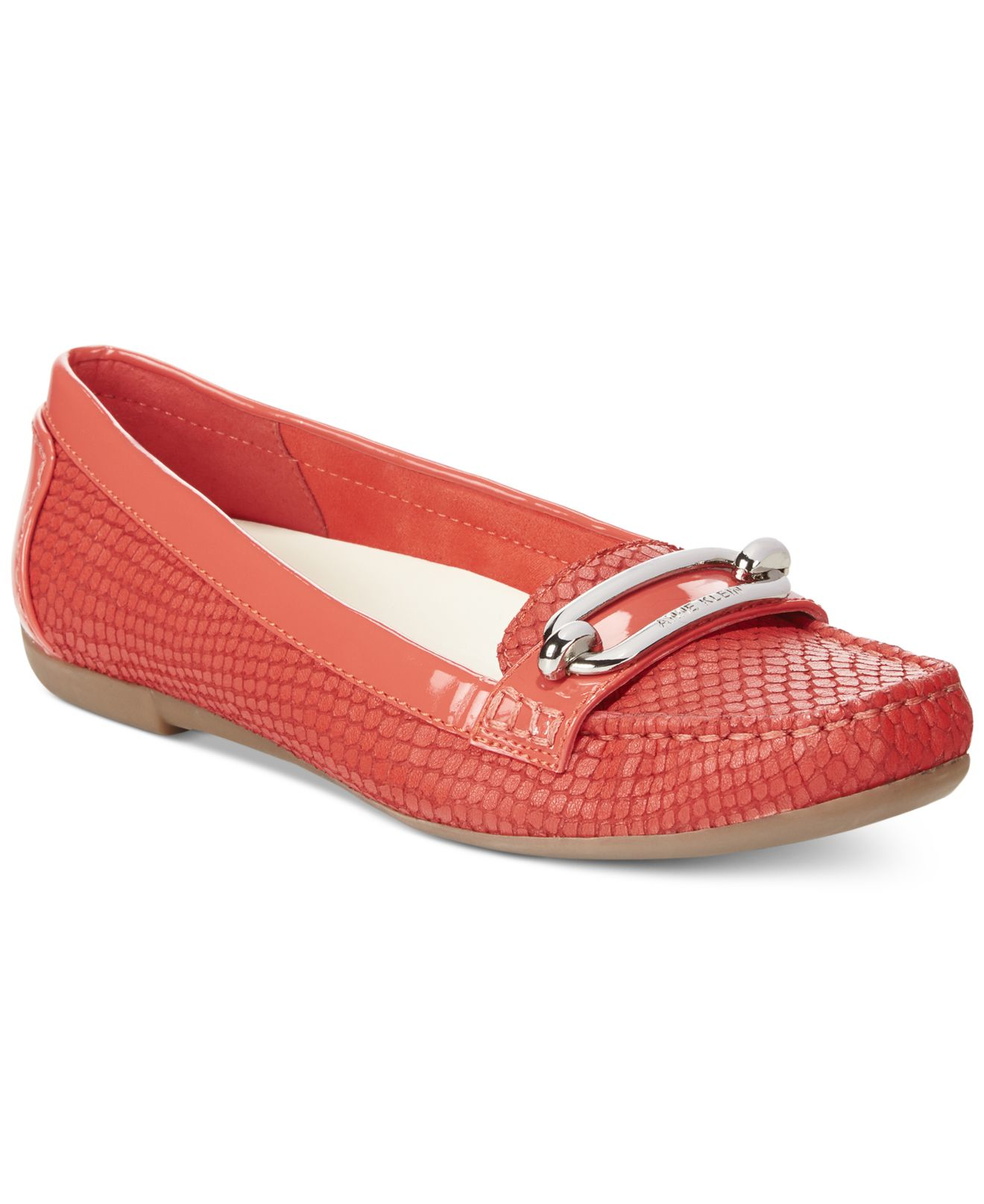 Anne Klein Leather Noris Moccasins Flats in Red Lyst
