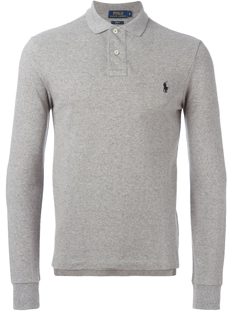 Polo Ralph Lauren Long Sleeve Polo Shirt in Grey (Gray) for Men - Lyst