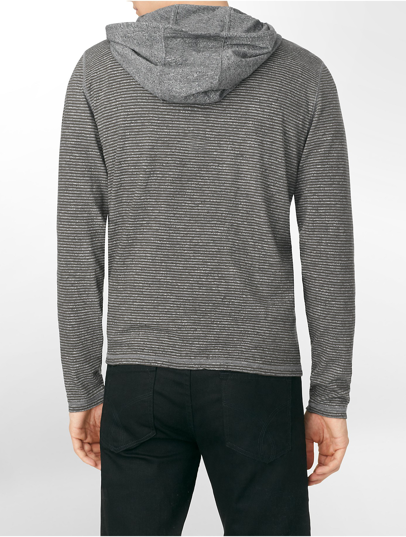 Lyst - Calvin klein Striped Cotton Hoodie in Gray for Men