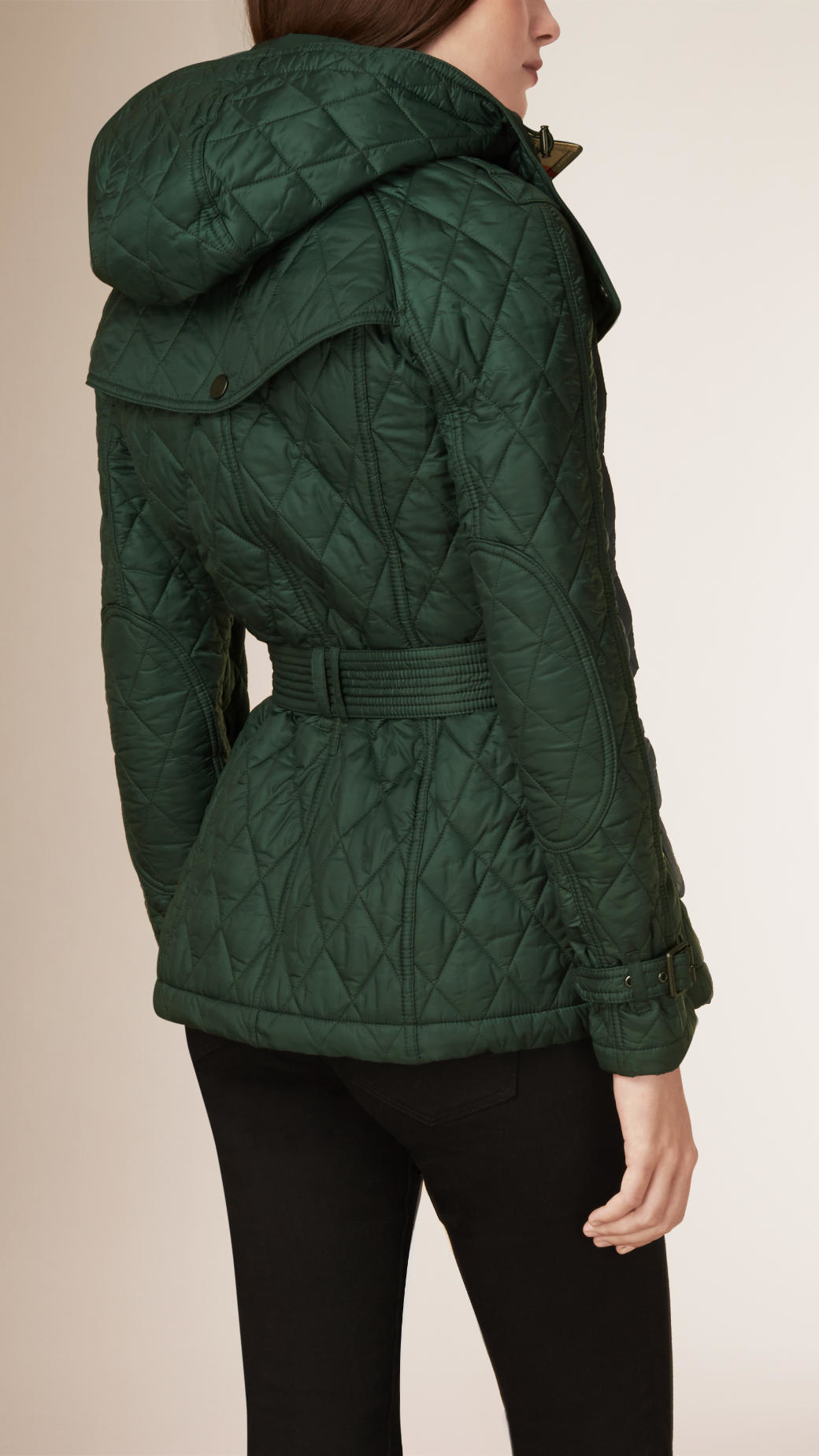 dark green quilted jacket