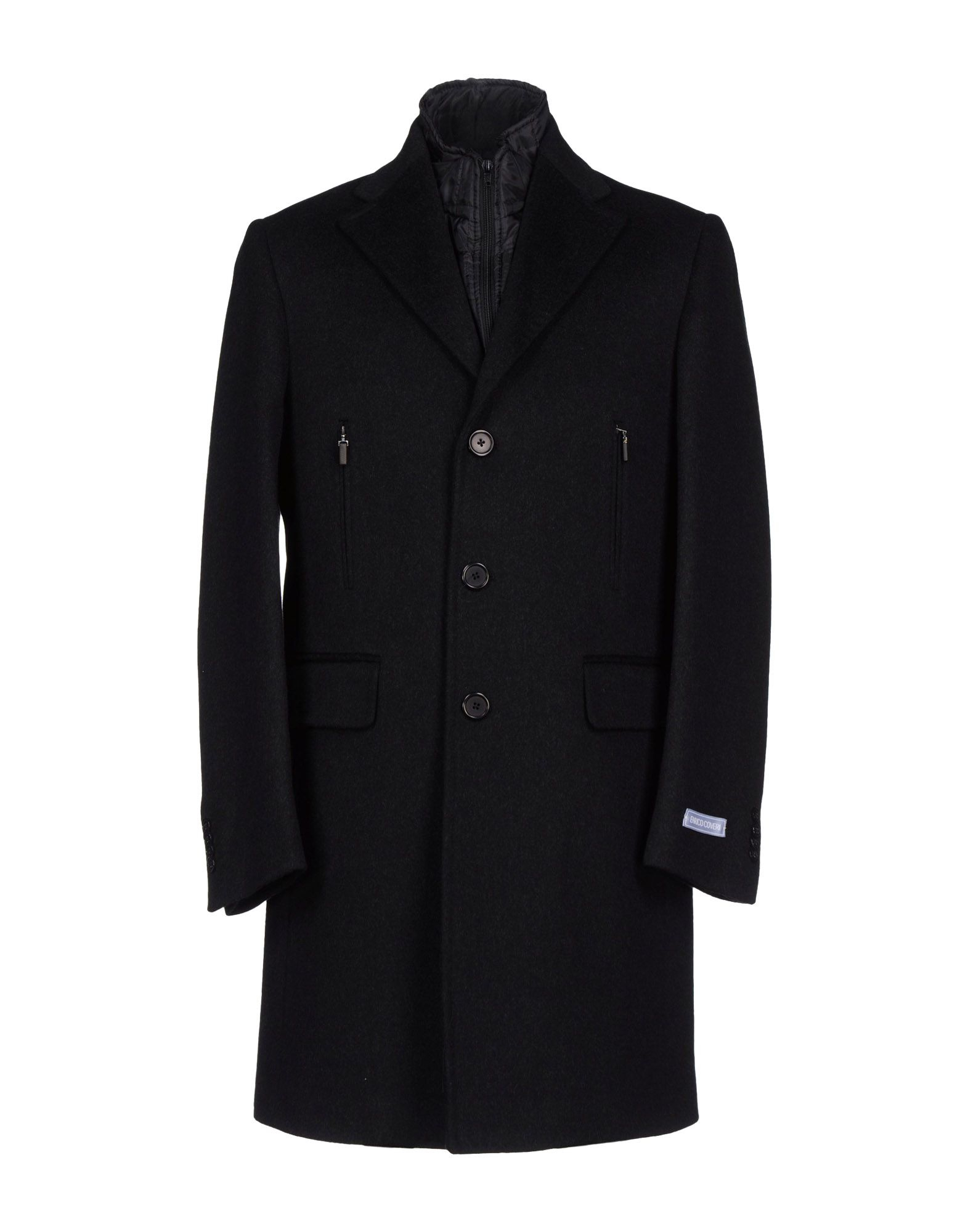 Enrico Coveri Wool Coat in Black for Men | Lyst