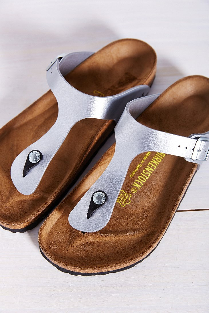 birkenstock silver thong sandals