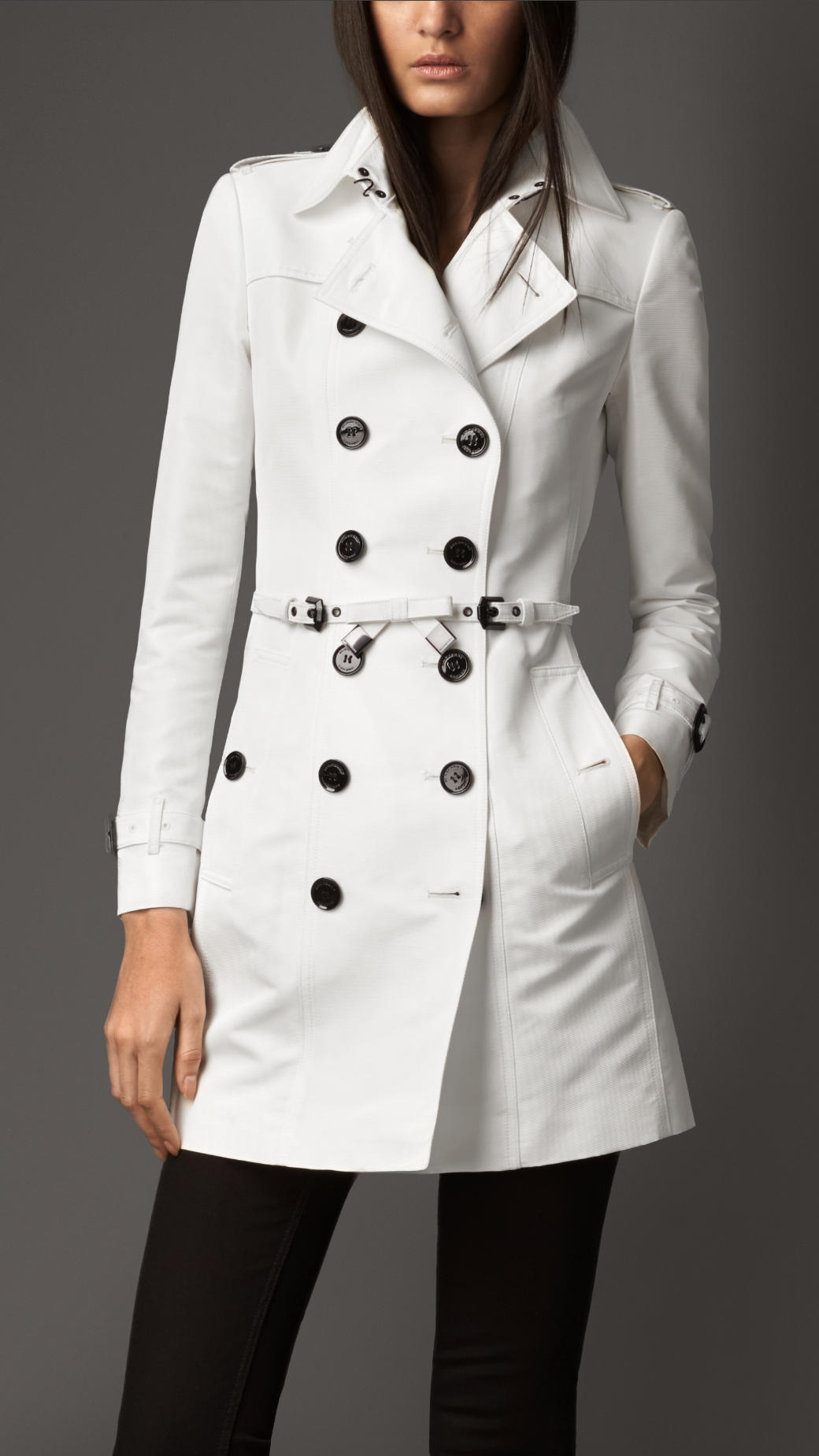 Lyst - Burberry Midlength Silkblend Faille Trench Coat in White