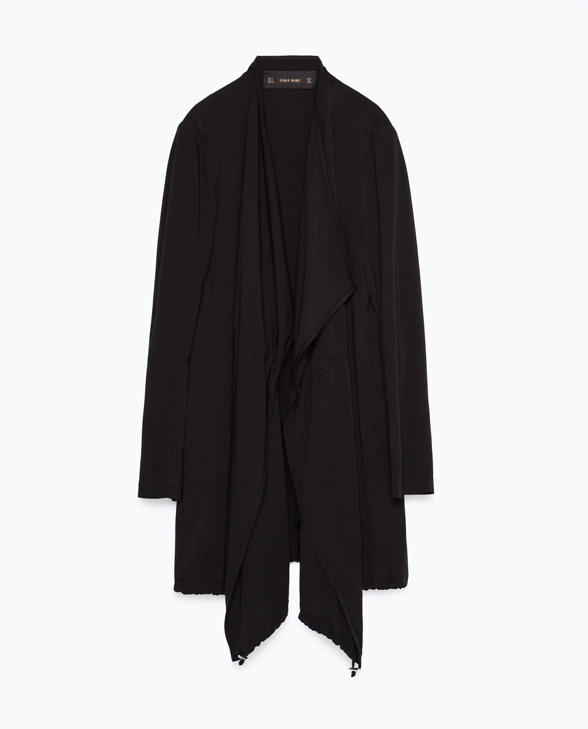 Zara Long Flowing Jacket With Cord Long Flowing Jacket With Cord in Black Lyst