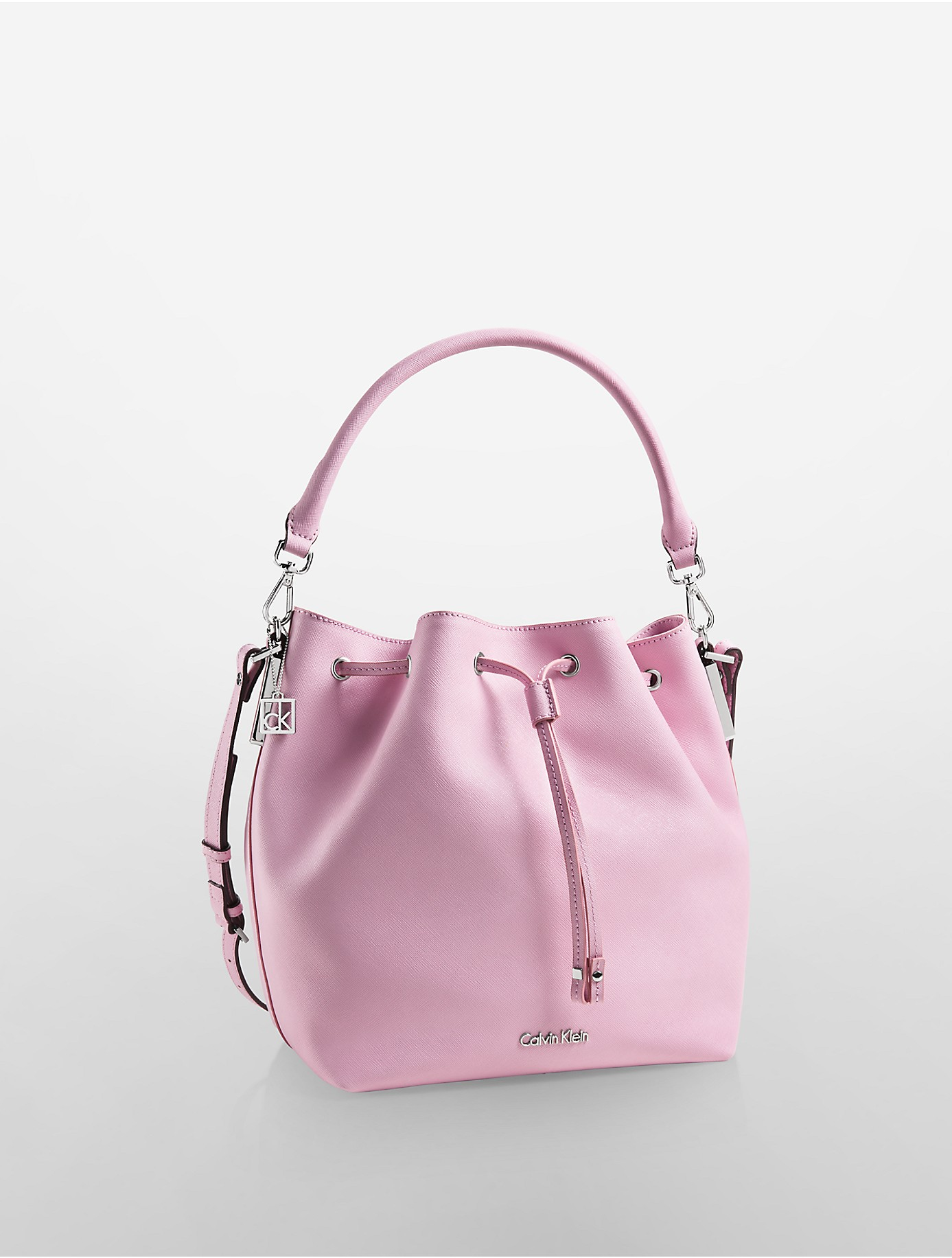 Calvin Klein White Label Scarlett Convertible Drawstring Bucket Bag in Pink  | Lyst