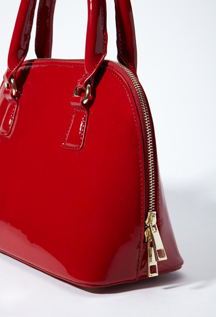 Forever 21 Faux Patent Leather Bowler Bag in Red - Lyst