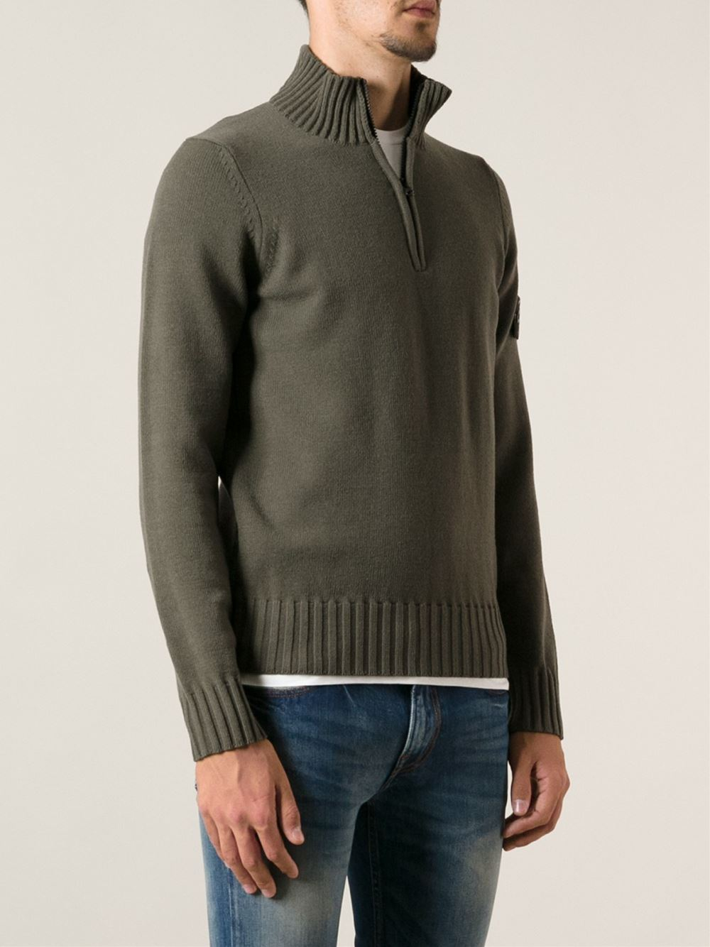 zip up collar sweater