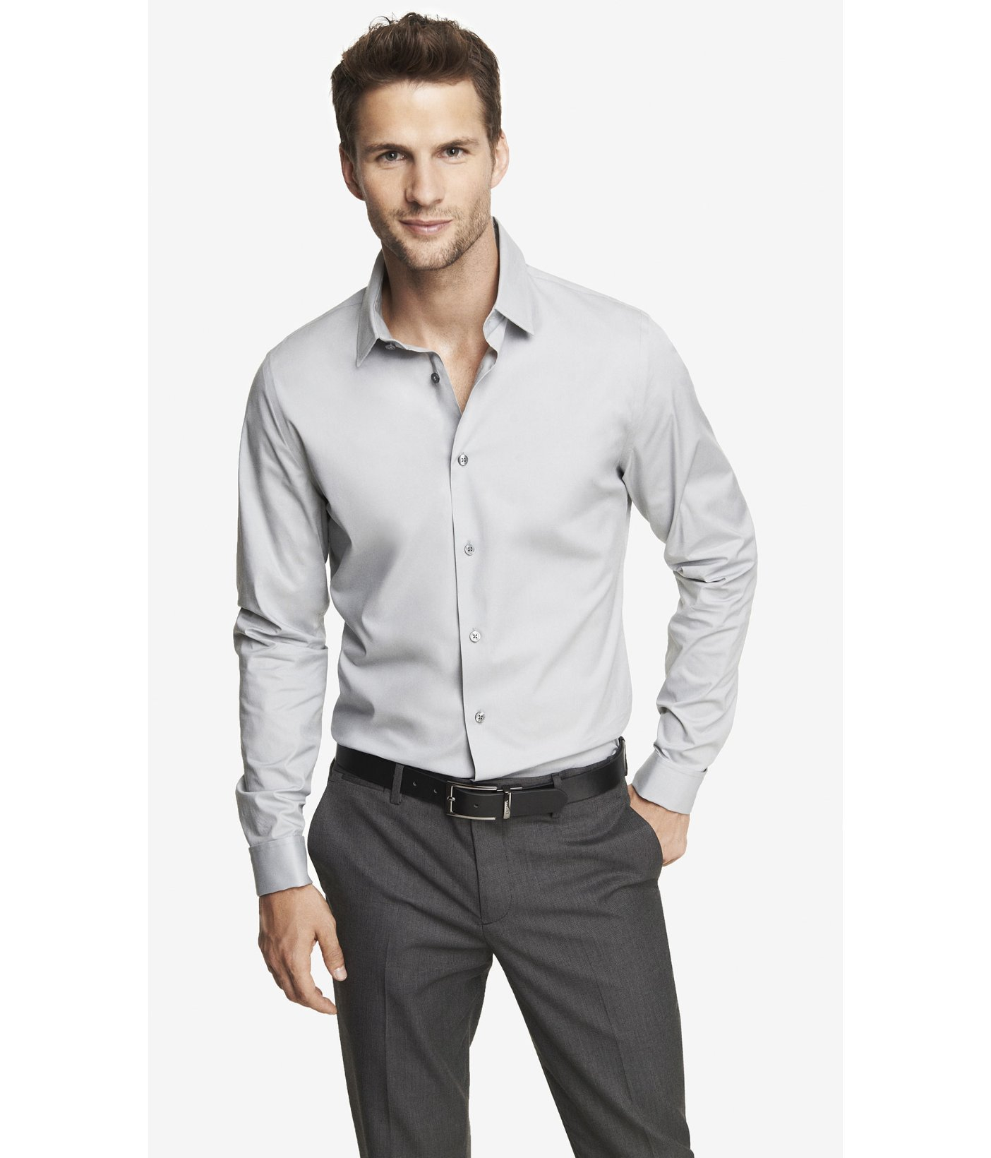 Express Fitted French Cuff 1mx Shirt in Gray for Men Lyst
