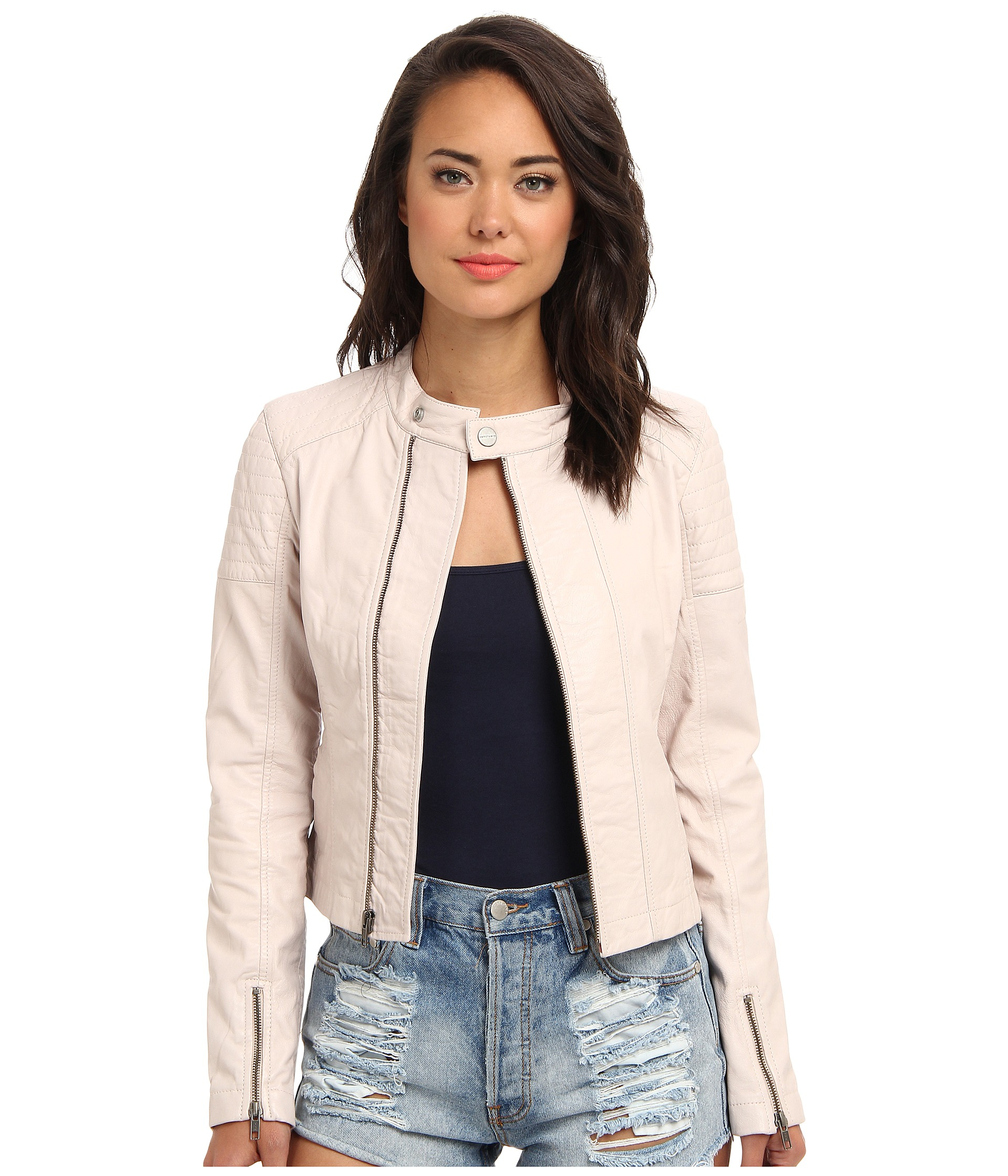 calvin klein pink leather jacket