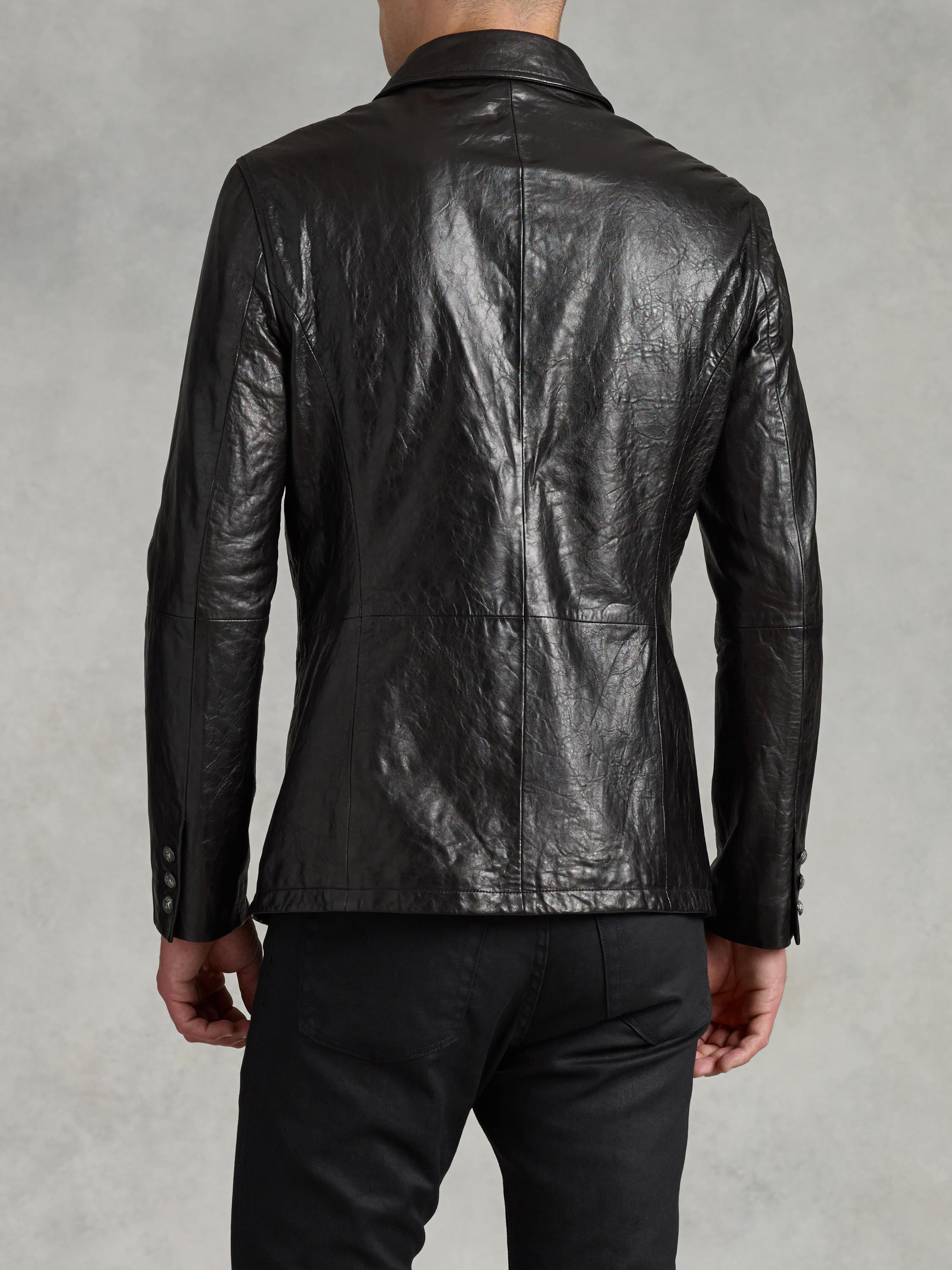John Varvatos Double Breasted Leather Jacket in Black for Men - Lyst