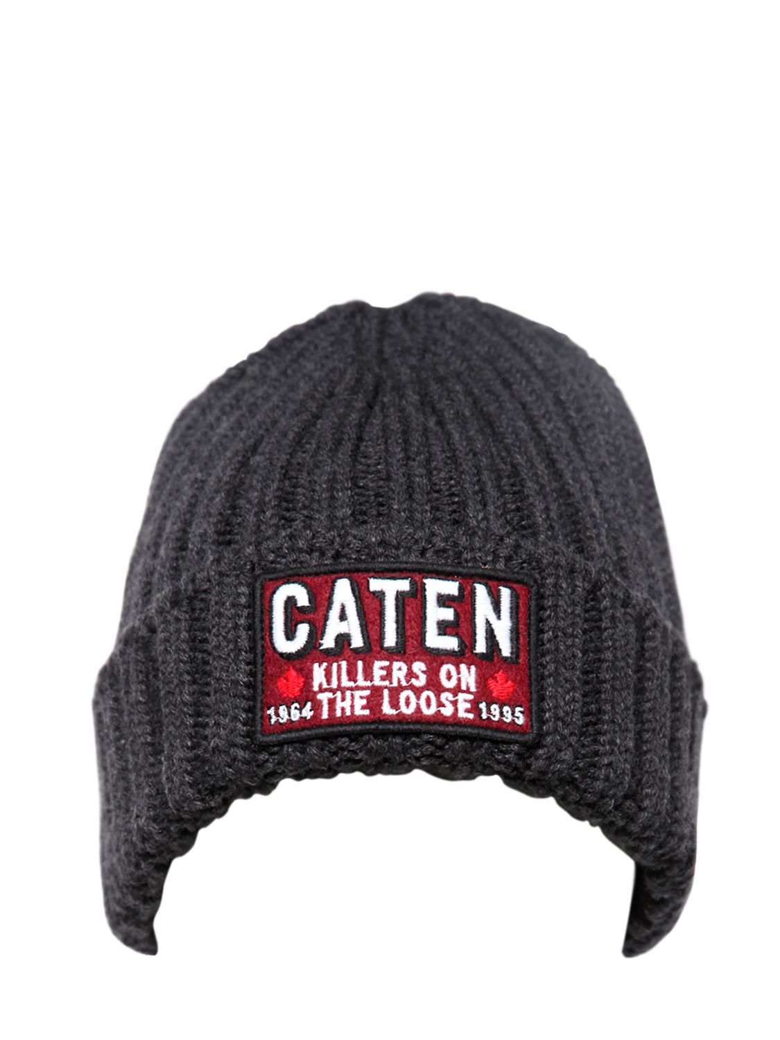 DSquared² Caten Rib Knit Wool Hat in 