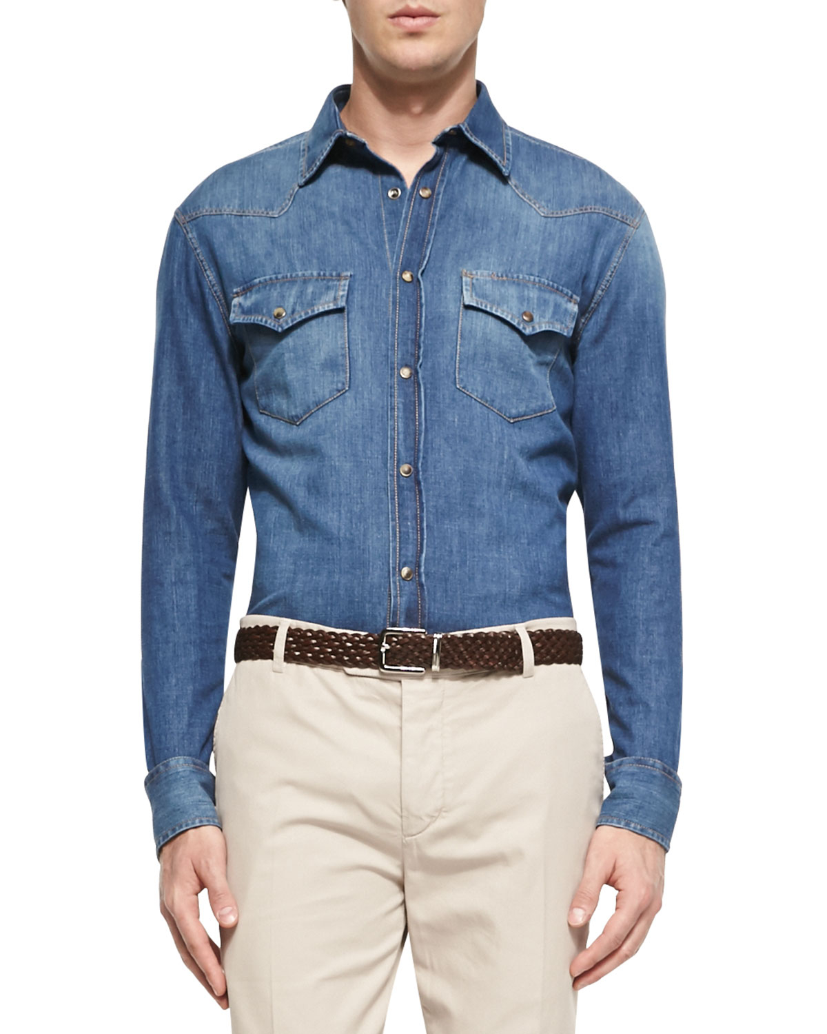 brunello cucinelli denim shirt