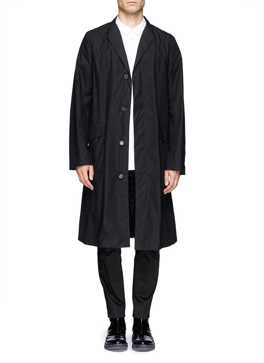 Jil Sander Cotton Trench Coat in Black for Men | Lyst