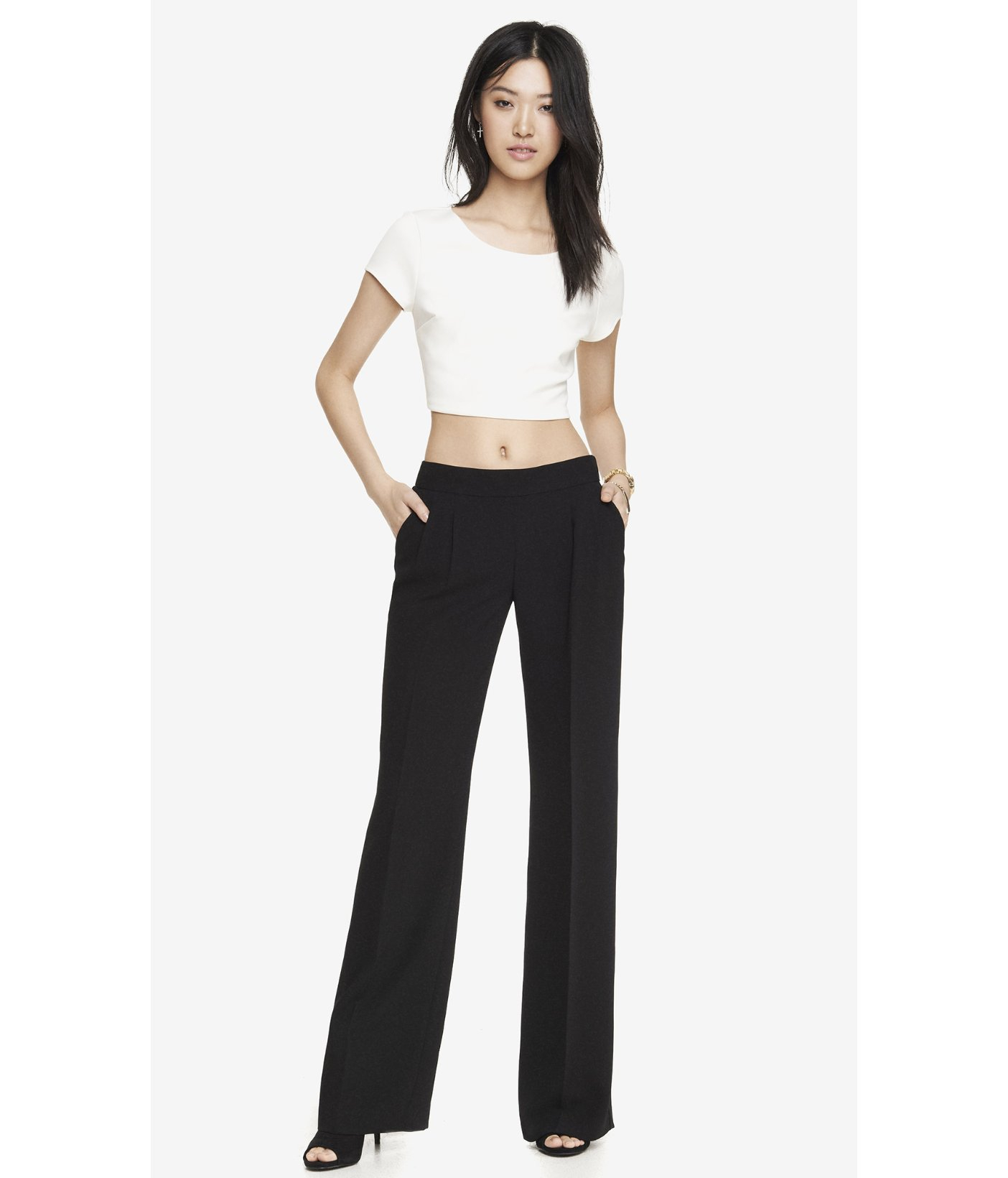 Side Zip Wide Leg Trouser in Black 
