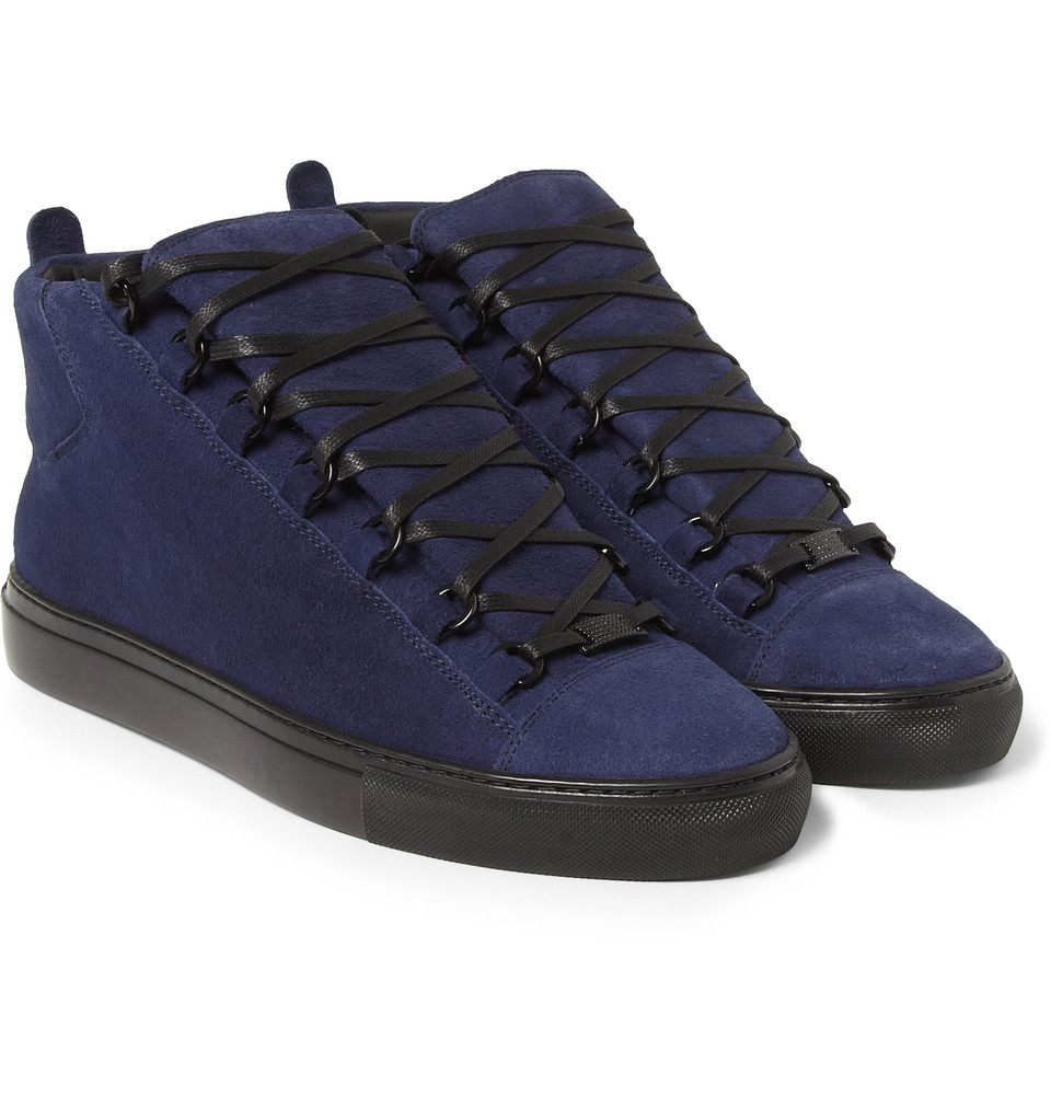 Balenciaga Arena Suede High Top Sneakers in Blue for Men | Lyst