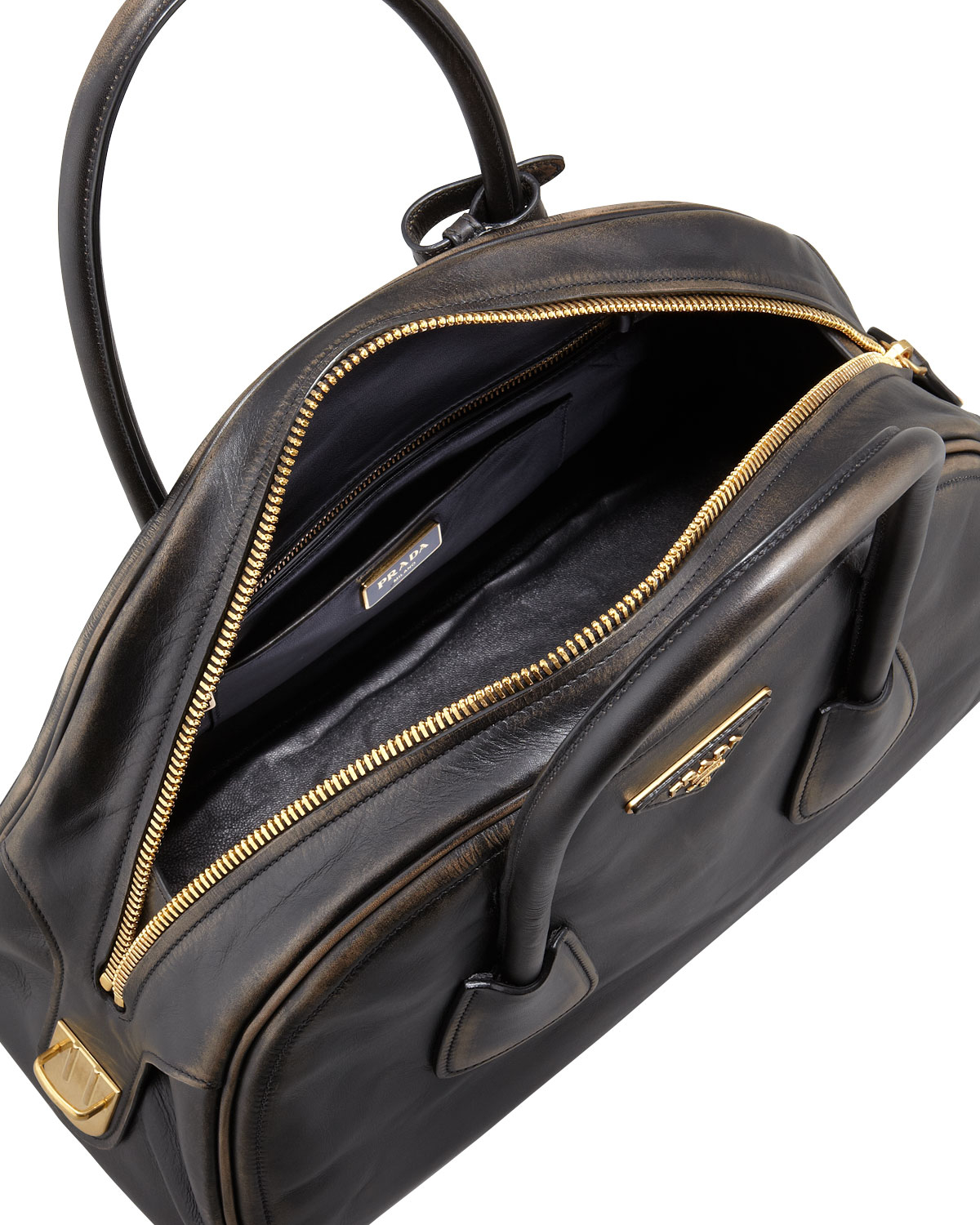 Prada Vintage Vitello Bowler Bag in Black | Lyst  
