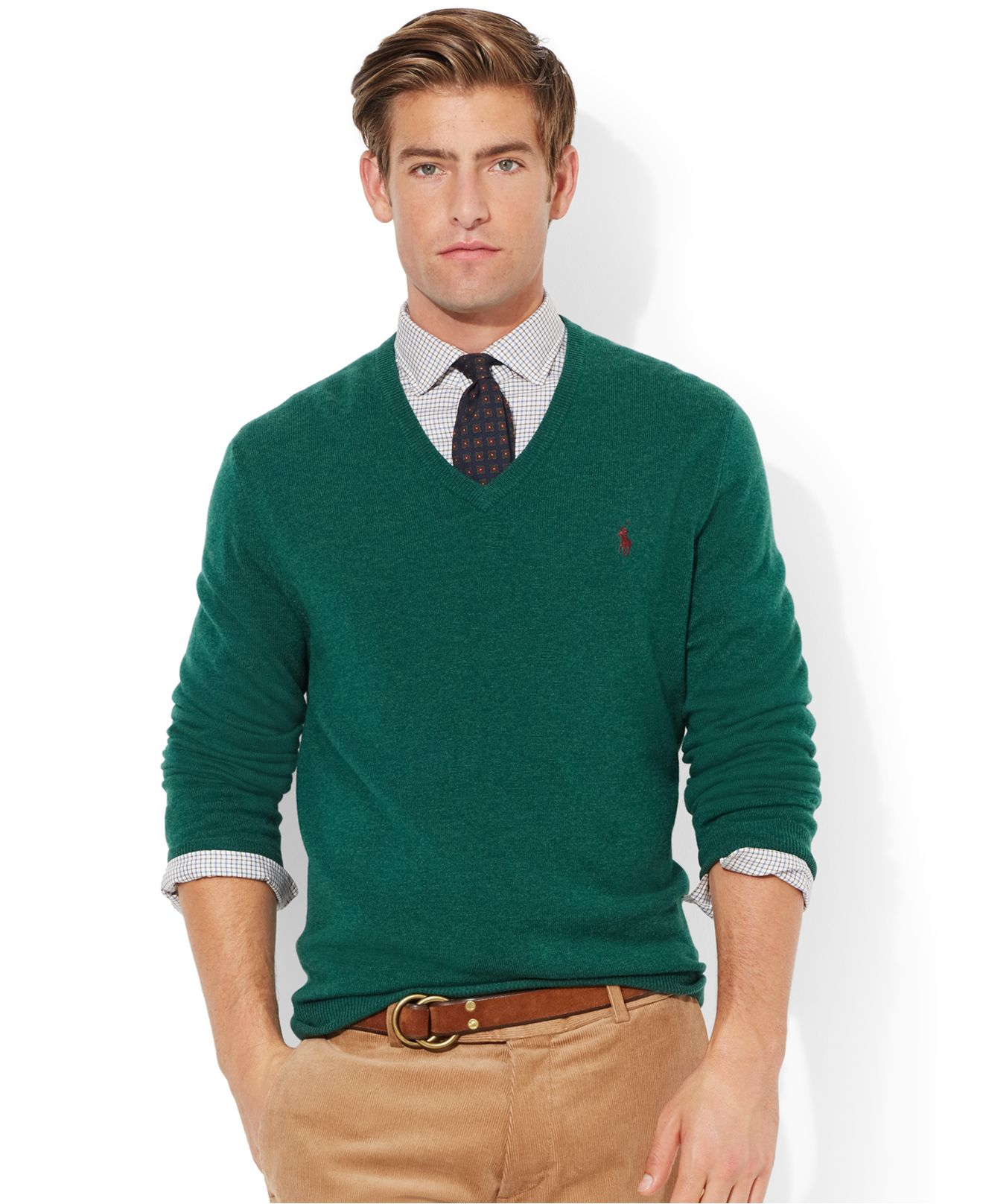 Polo ralph lauren Loryelle Merino Wool V-Neck Sweater in Green for Men ...