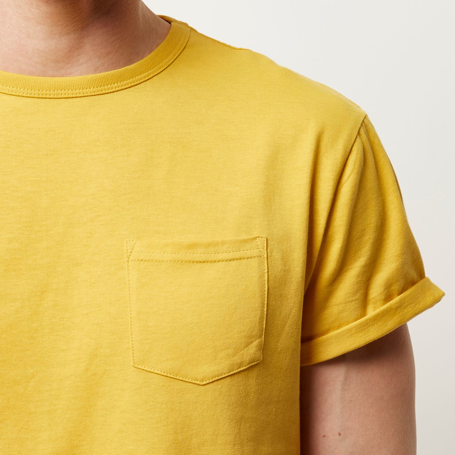 yellow shirt with pocket
