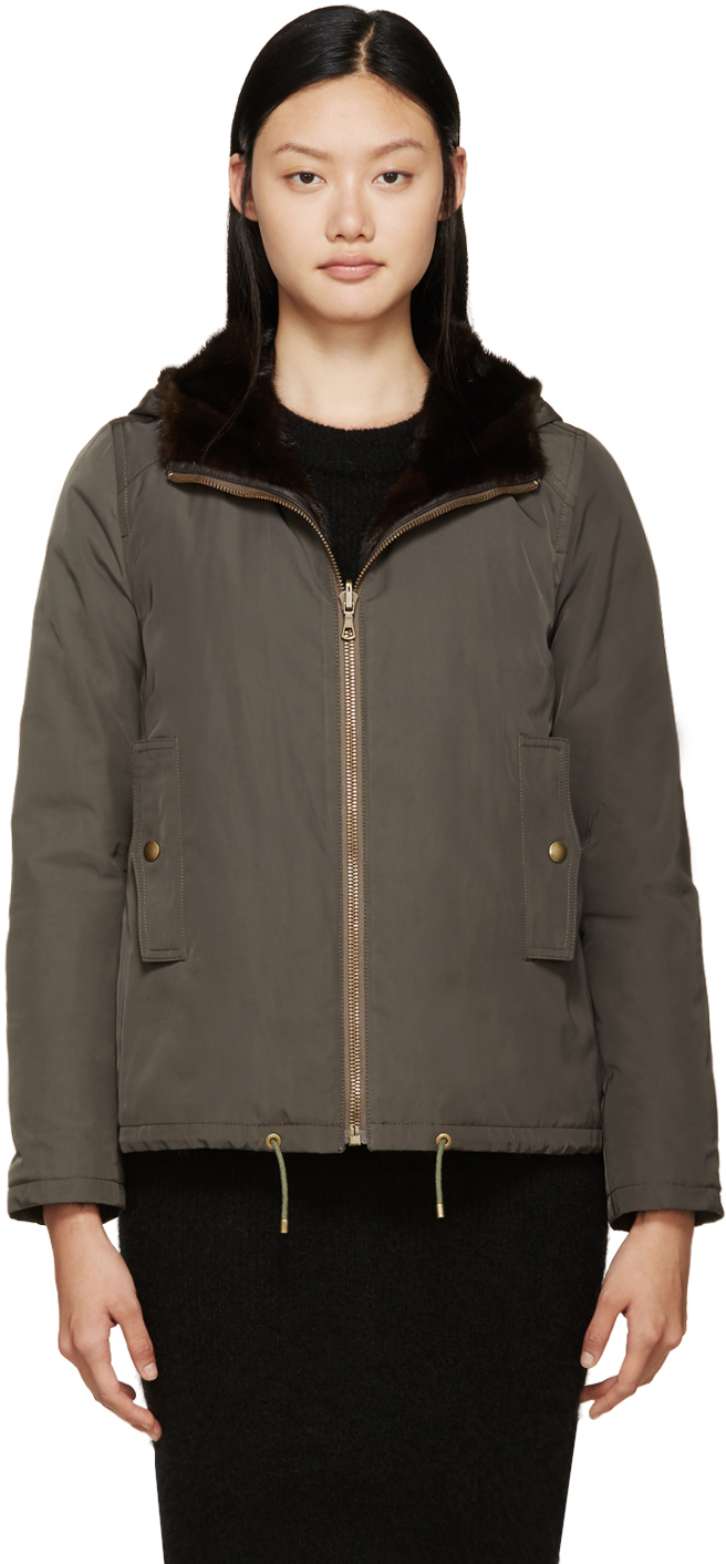 Army by Yves Salomon Reversible Mink And Nylon Jacket in Brown | Lyst