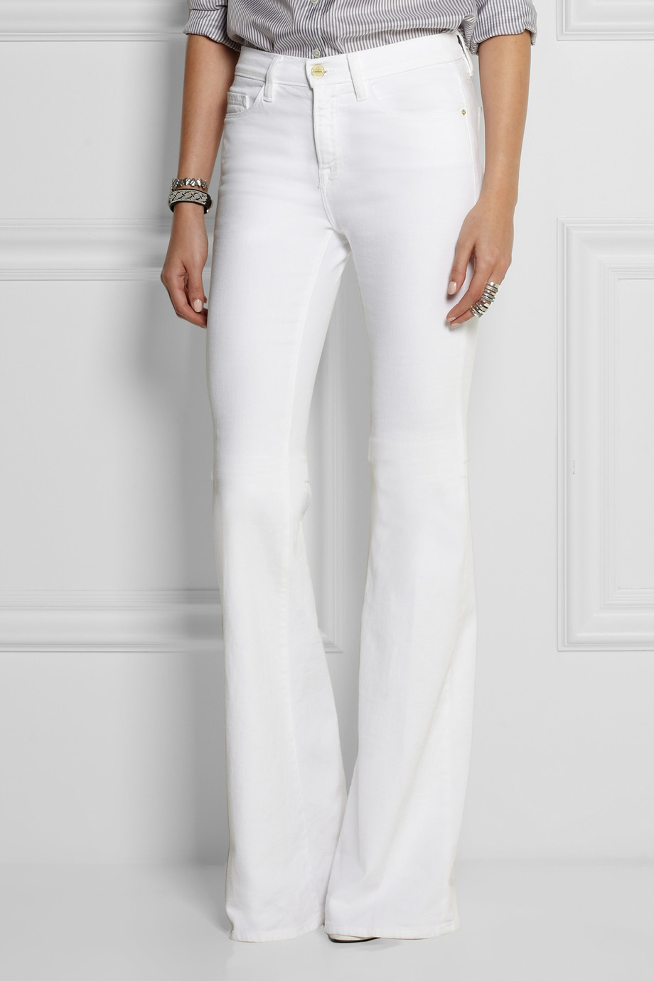FRAME Forever Karlie HighRise Flared Jeans in White Lyst