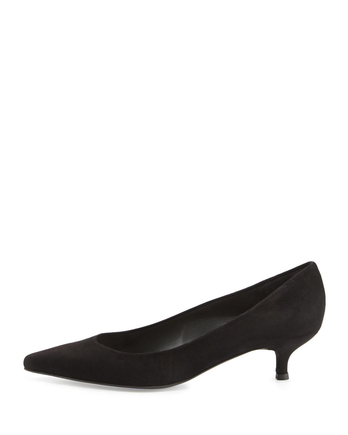 black suede kitten heel pumps