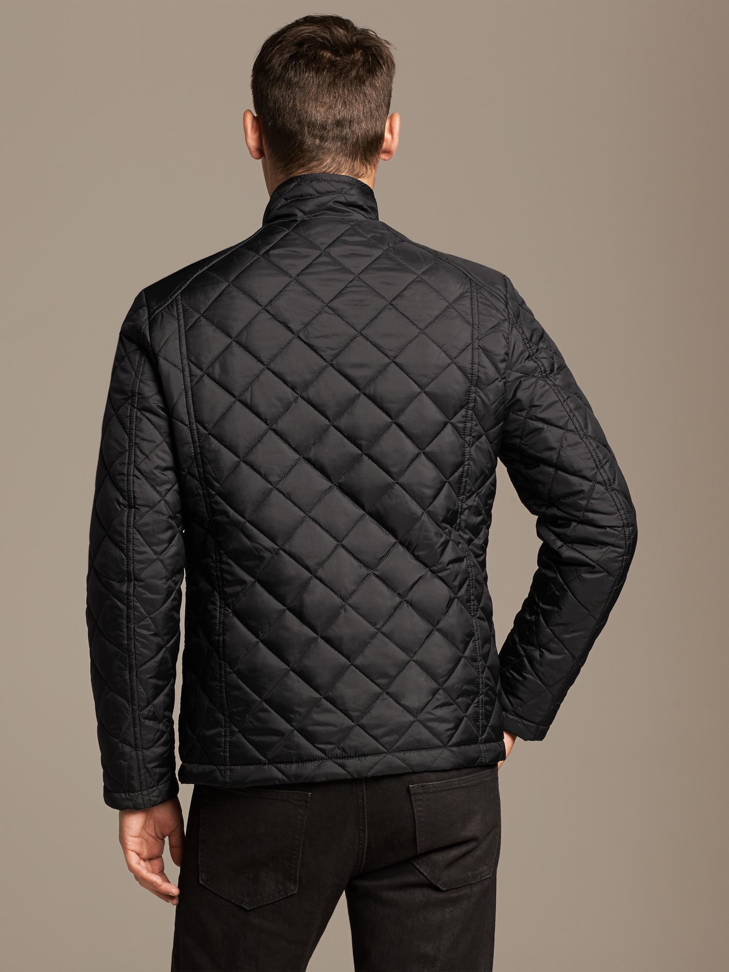 mens black quilted jacket