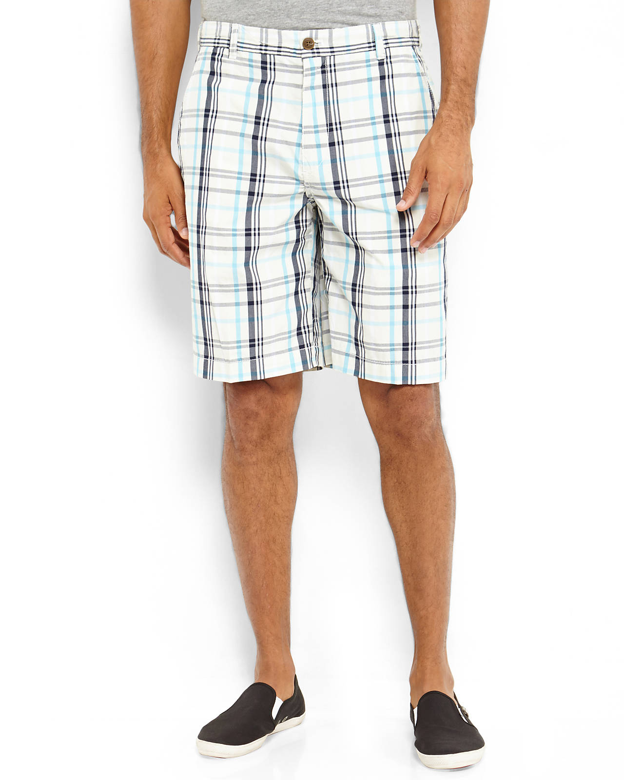 Lyst - Izod Flat Front Plaid Shorts in White for Men