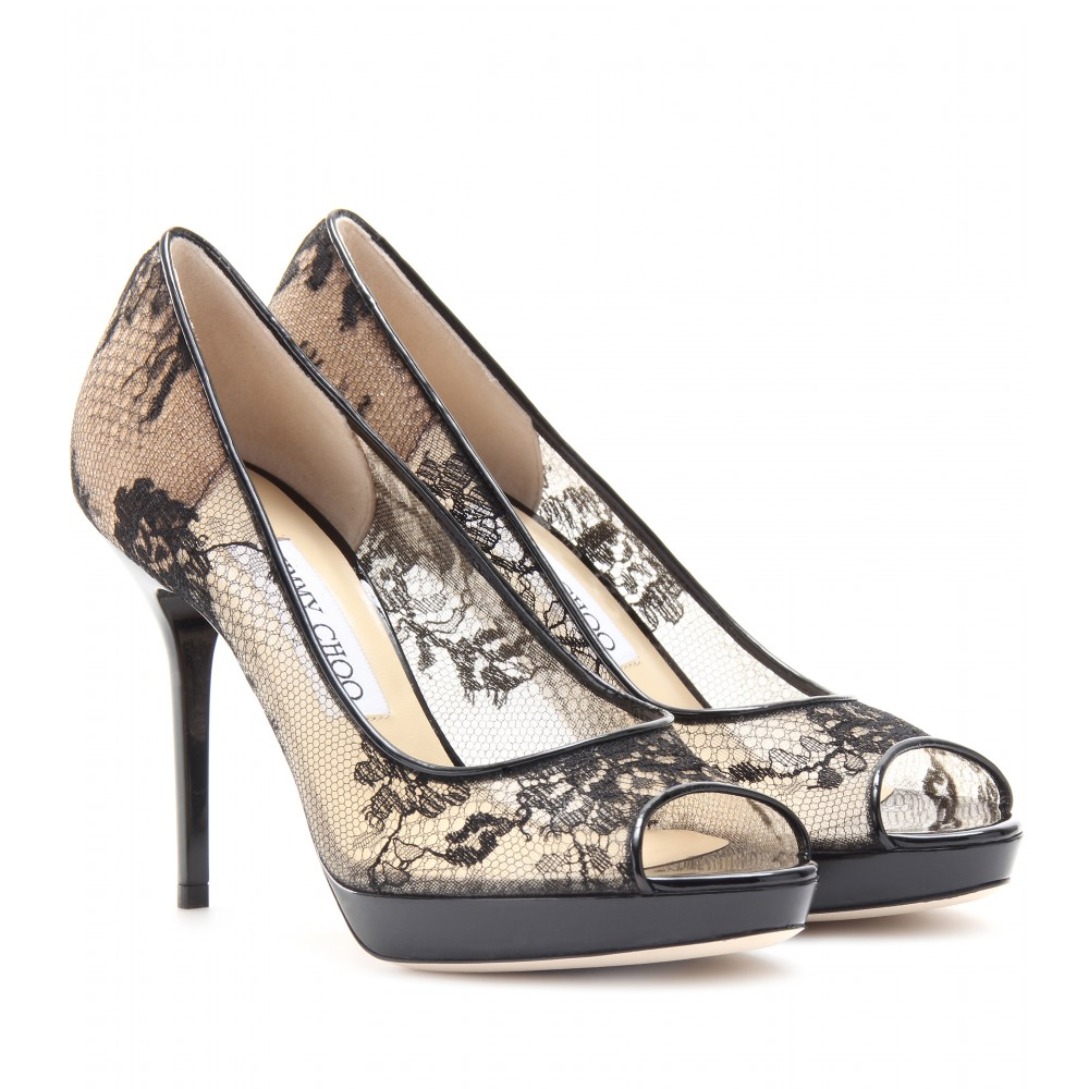 black lace platform shoes