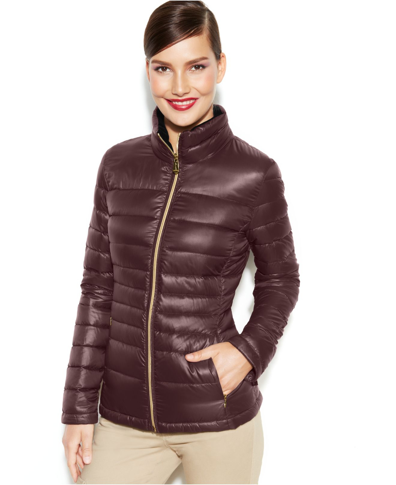 Calvin Klein Packable Quilted Down Puffer Coat in Red - Lyst