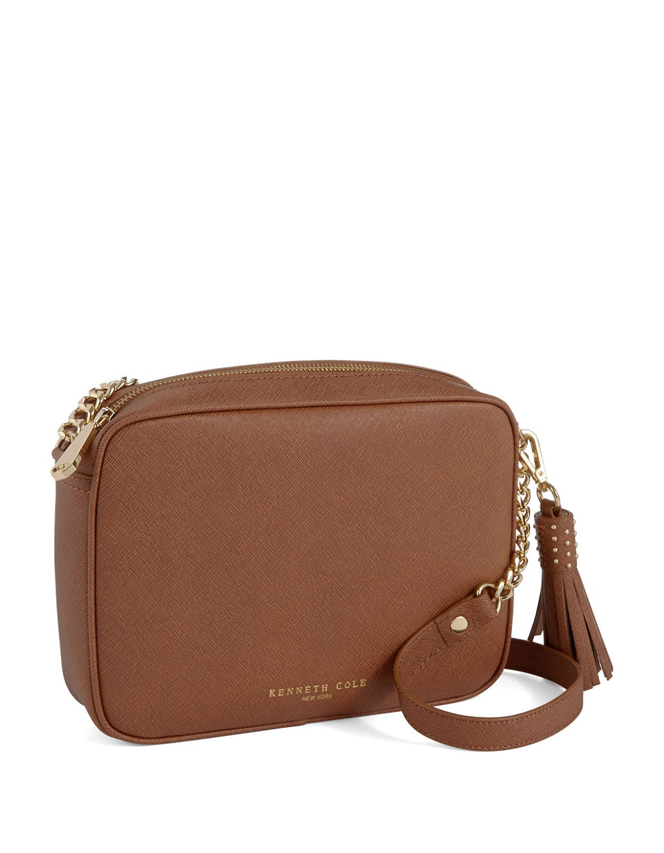 Kenneth Cole Dover Street Leather Crossbody Bag in Brown (Cognac) | Lyst