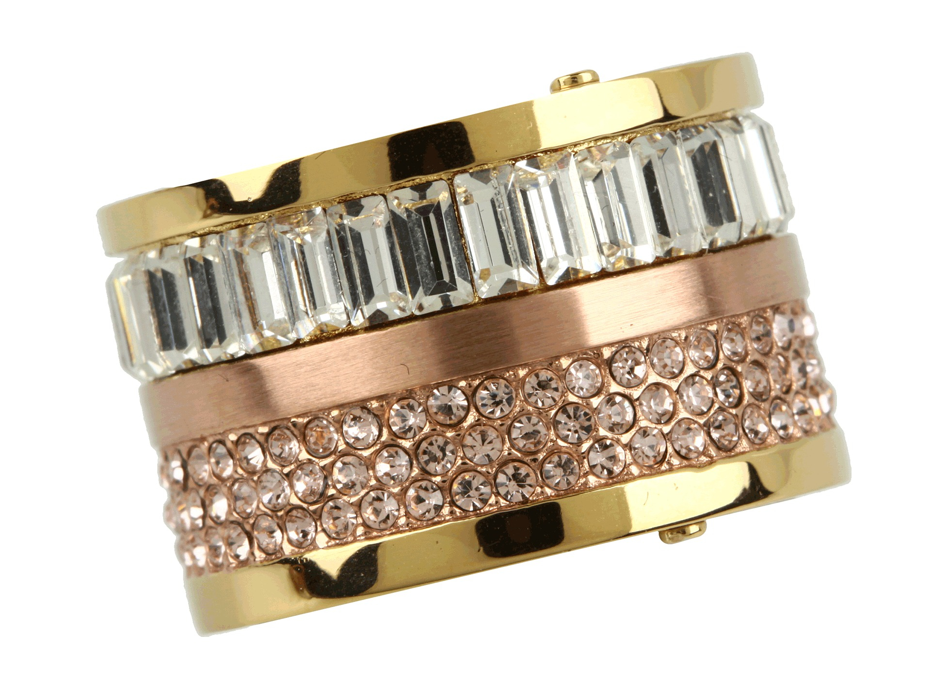 Michael Kors Brilliance Pave And Stone Barrel Ring in Two Tone (Pink) - Lyst