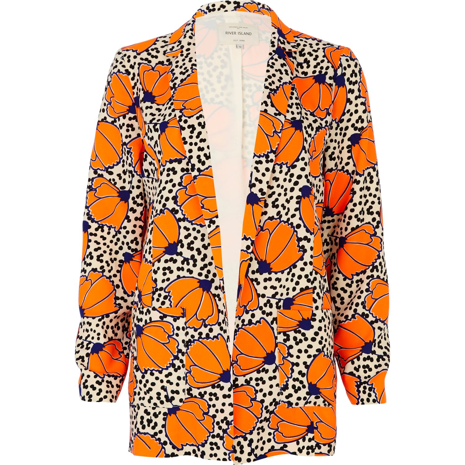 orange floral blazer