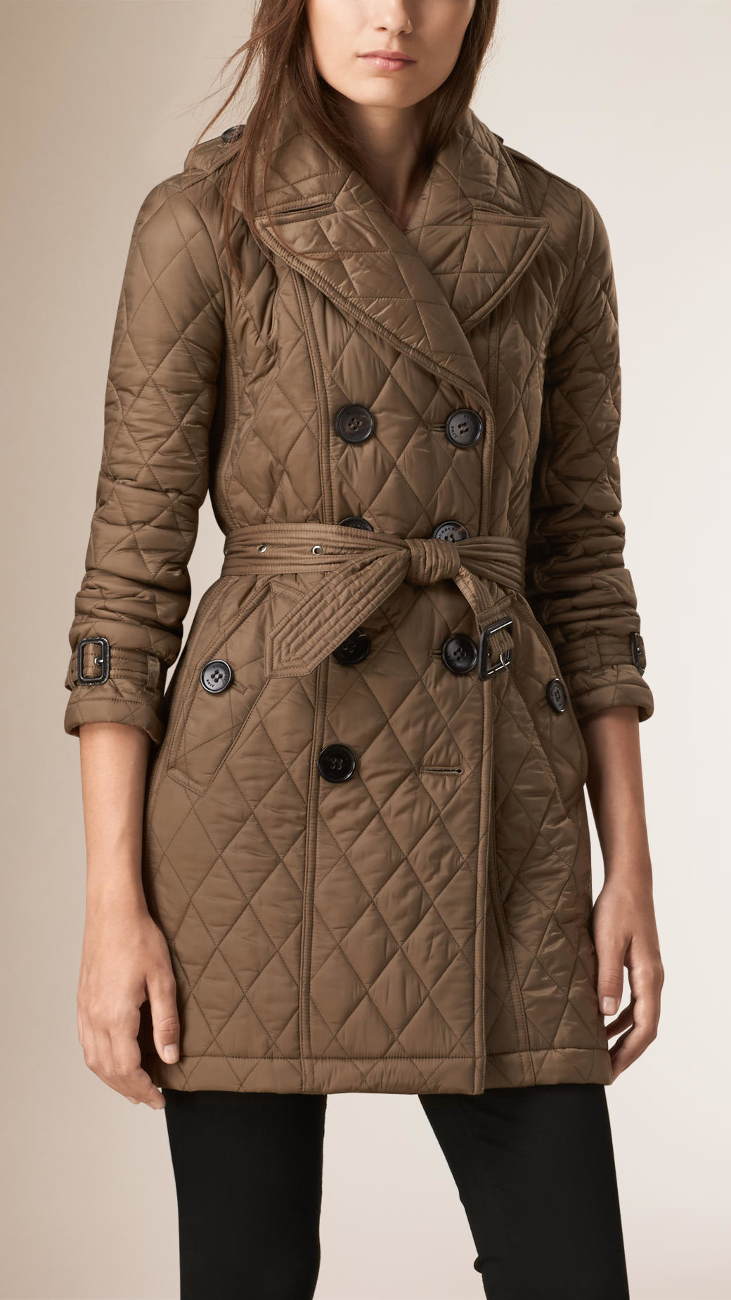 Lyst - Burberry Quilted Trench Coat Dusty Khaki in Brown