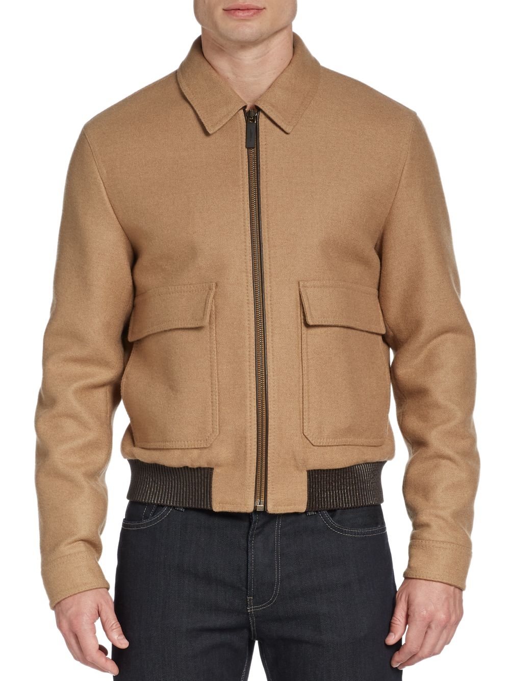 Burberry Camel Hair Bomber Jacket in Brown for Men Lyst