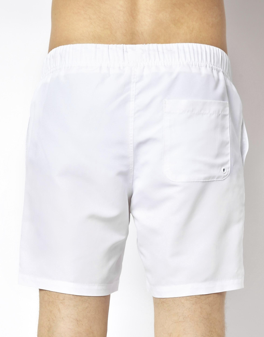 ASOS Swim Shorts In Mid Length in White for Men - Lyst