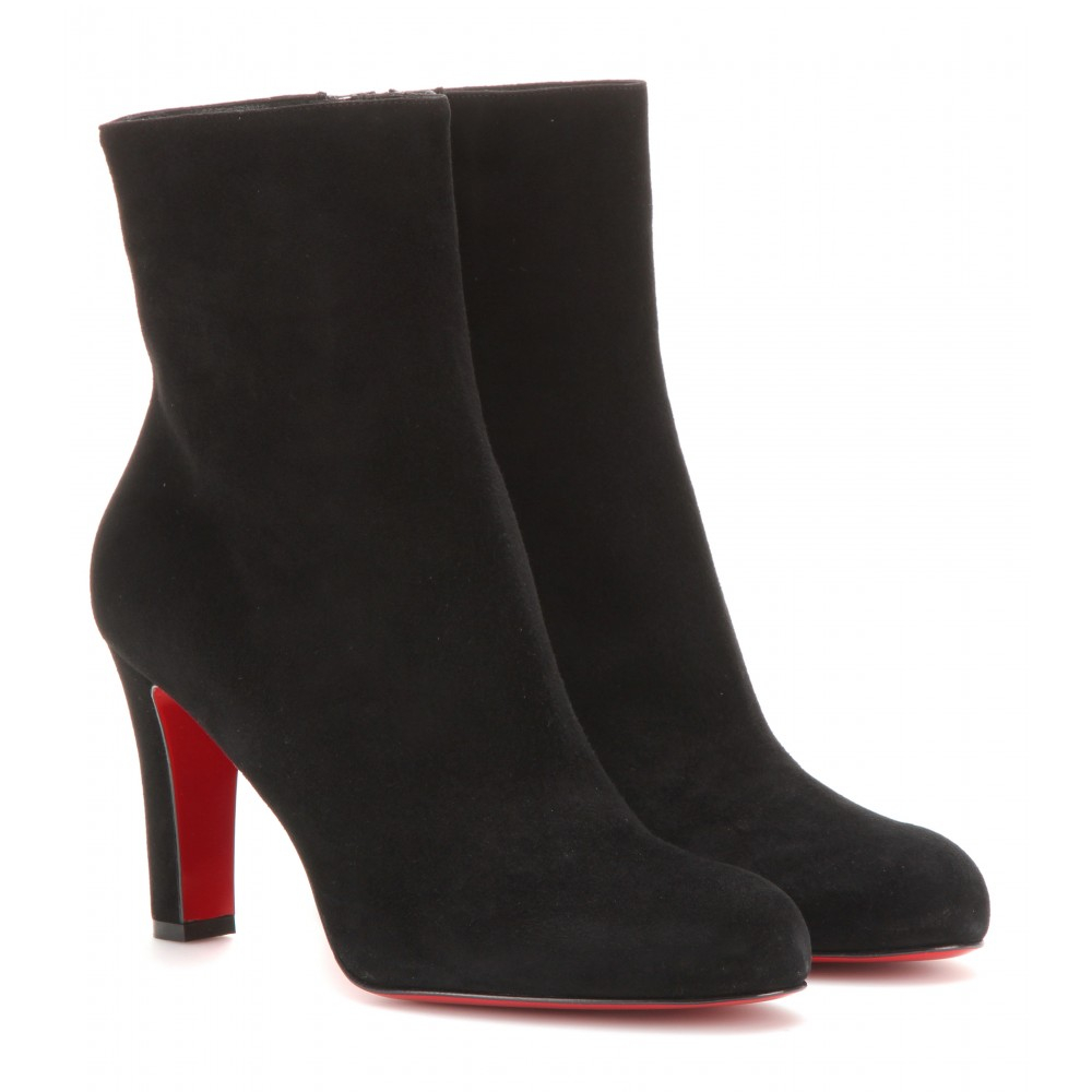 Christian louboutin Miss Tack 85 Suede Boots in Black | Lyst