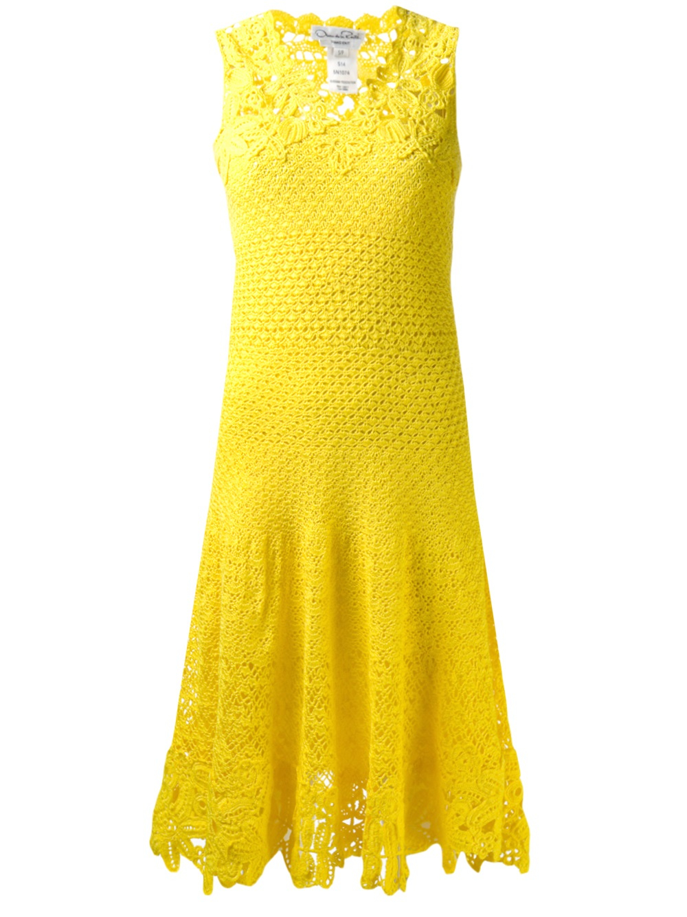 Lyst - Oscar de la renta Crochet Dress in Yellow
