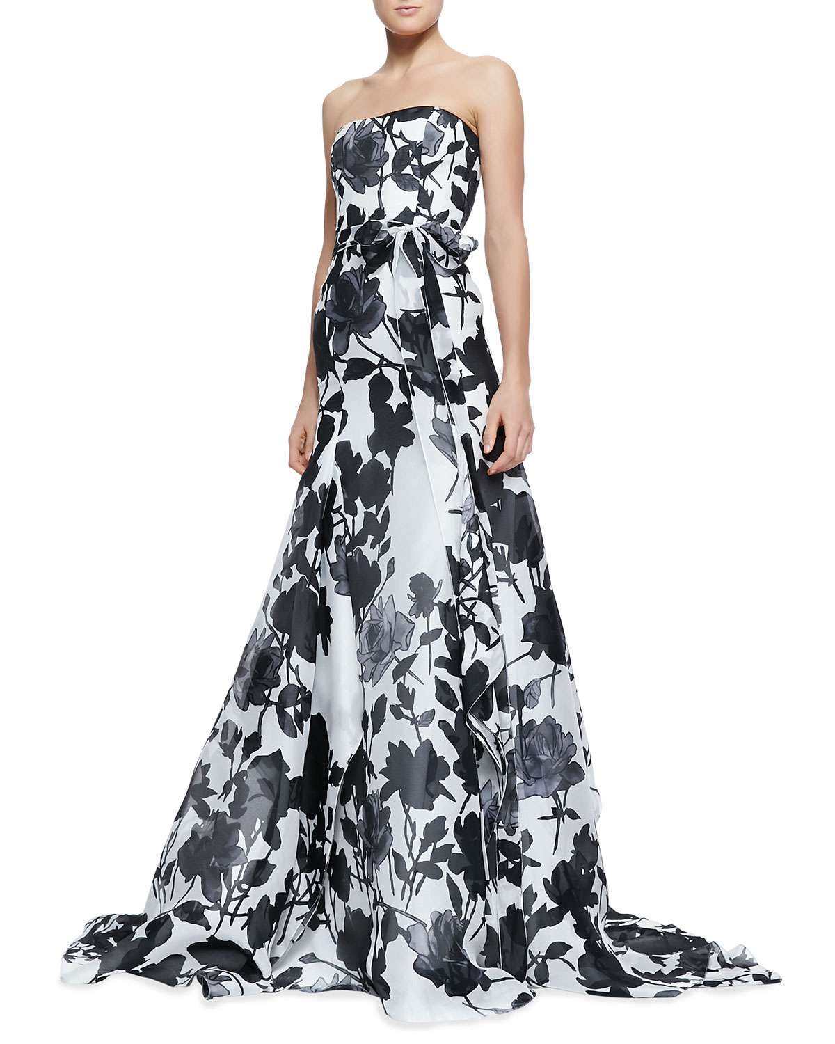 carolina herrera black and white gown