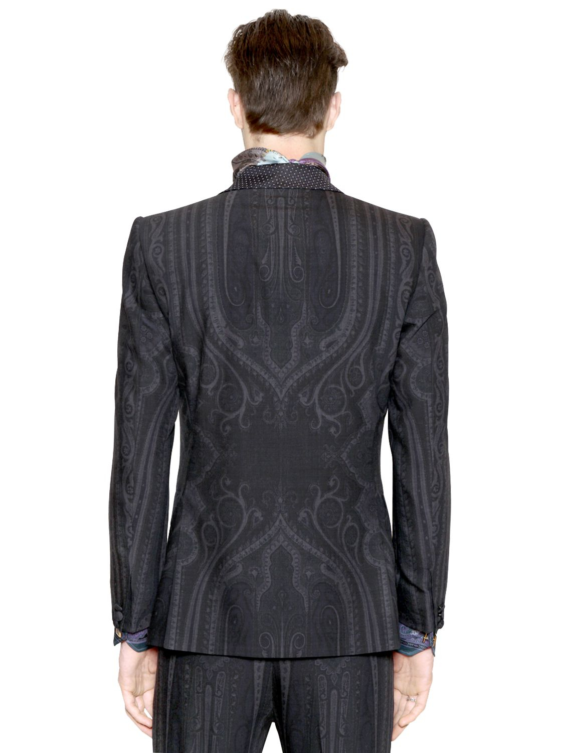 Etro Paisley Cool Wool Jacquard Tuxedo Jacket in Navy (Blue) for Men Lyst